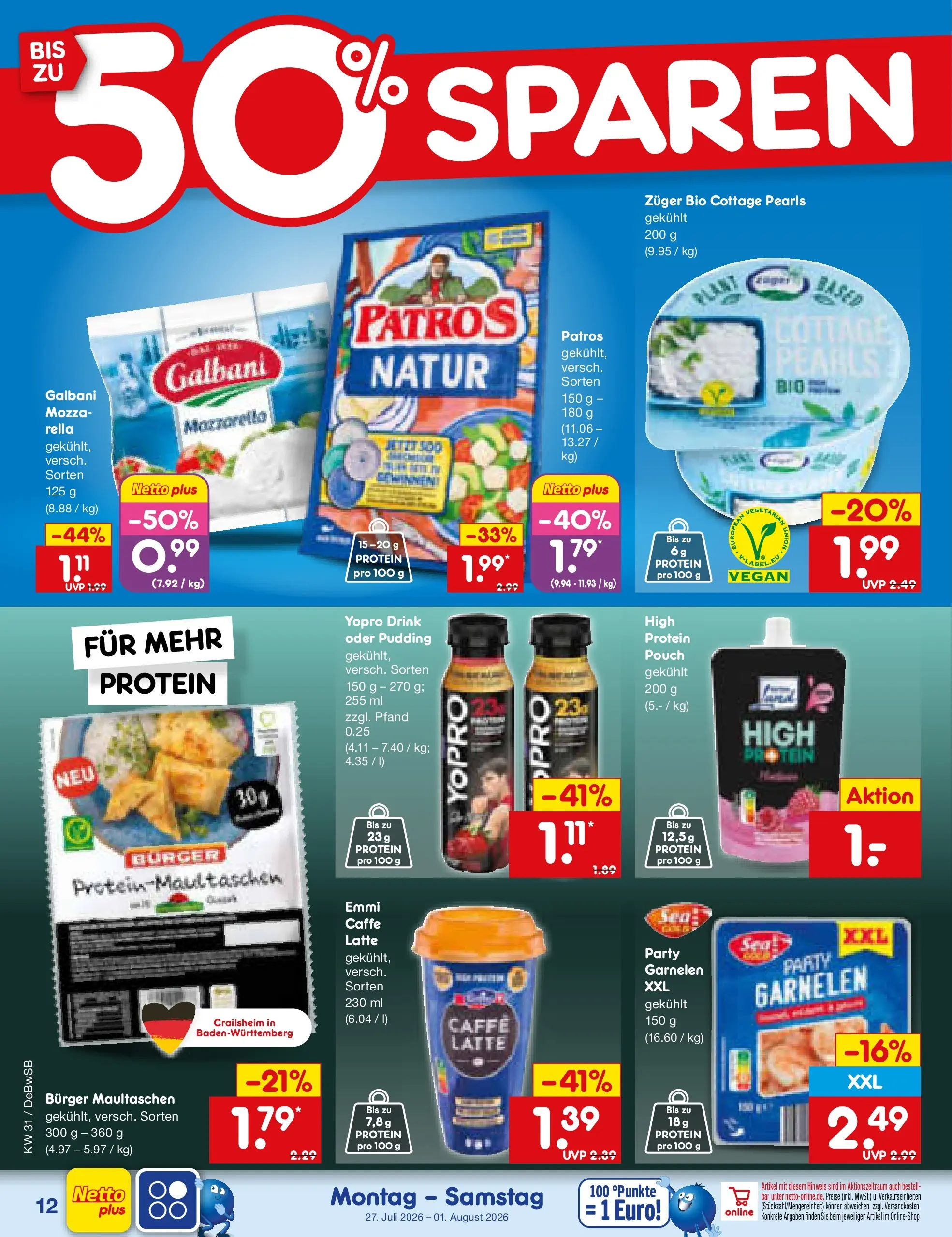 Netto Marken-Discount Prospekt Waiblingen-Bittenfeld (ab 27.07.2026) ยป Angebote | Seite: 20 | Produkte: Burger, Garnelen, Pudding, Maultaschen Netto Marken-Discount Prospekt Waiblingen-Bittenfeld (ab 27.07.2026) ยป Angebote | Seite: 20 | Produkte: Burger, Garnelen, Pudding, Maultaschen