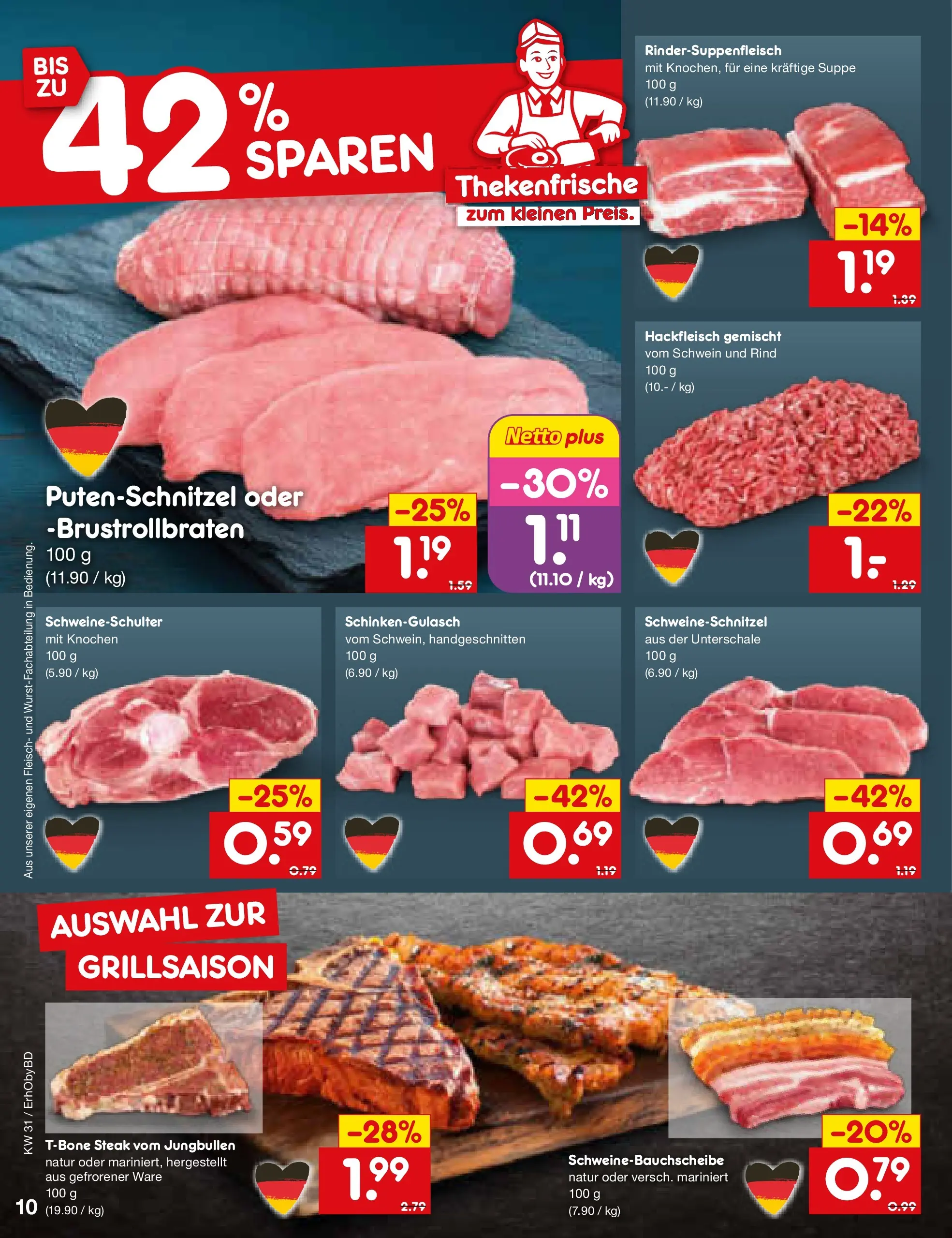 Netto Marken-Discount Prospekt Ergolding (ab 27.07.2026) ยป Angebote | Seite: 16 | Produkte: Putenschnitzel, Steak, Fleisch, Hackfleisch Netto Marken-Discount Prospekt Ergolding (ab 27.07.2026) ยป Angebote | Seite: 16 | Produkte: Putenschnitzel, Steak, Fleisch, Hackfleisch