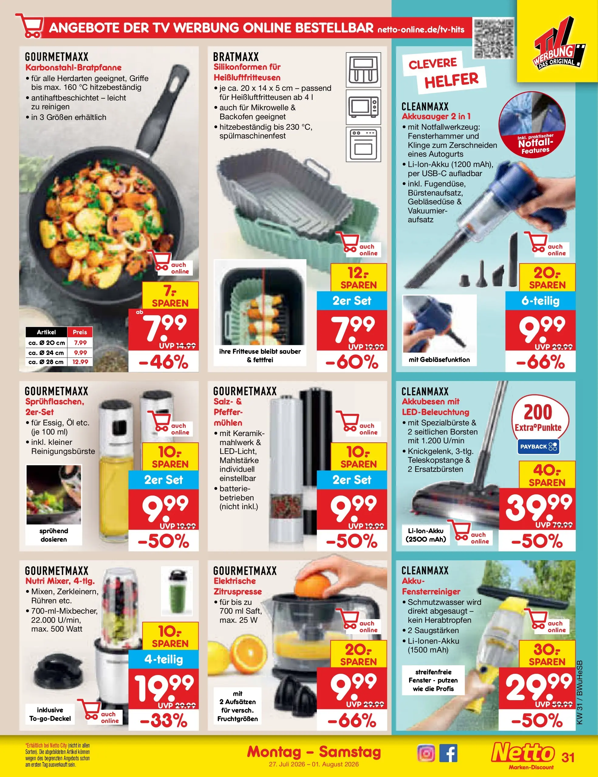 Netto Marken-Discount Prospekt Rostock (ab 27.07.2026) ยป Angebote | Seite: 46 | Produkte: Mikrowelle, Batterie, Pfeffer, TV Netto Marken-Discount Prospekt Rostock (ab 27.07.2026) ยป Angebote | Seite: 46 | Produkte: Mikrowelle, Batterie, Pfeffer, TV