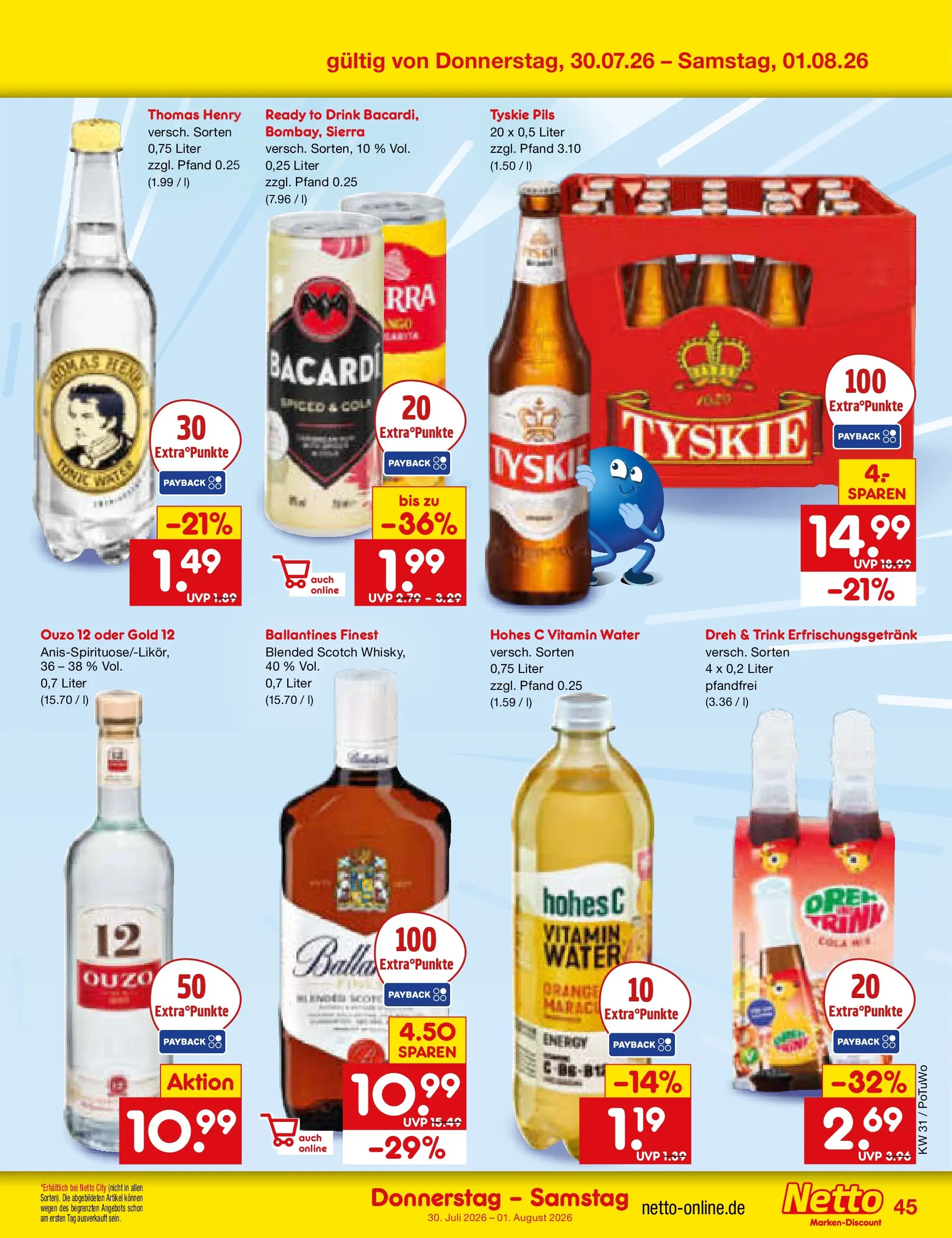 Netto Marken-Discount Prospekt Amberg (ab 27.07.2026) » Angebote | Seite: 64 | Produkte: Ouzo, Energy, Pils, Hohes c
