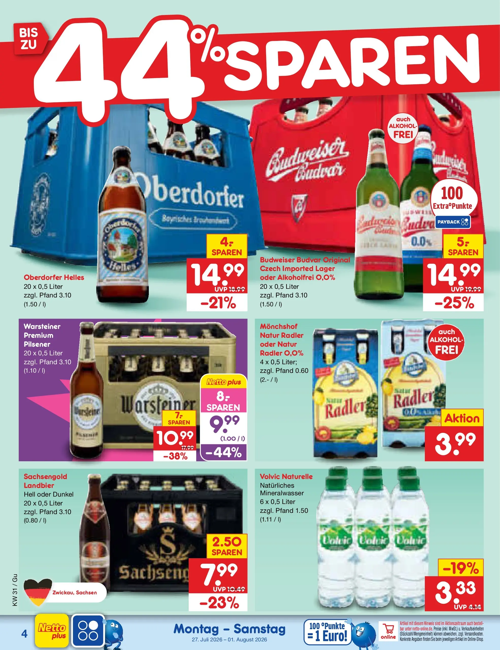 Netto Marken-Discount Prospekt Augustusburg (ab 27.07.2026) ยป Angebote | Seite: 4 | Produkte: Monchshof, Radler, Warsteiner, Budweiser Netto Marken-Discount Prospekt Augustusburg (ab 27.07.2026) ยป Angebote | Seite: 4 | Produkte: Monchshof, Radler, Warsteiner, Budweiser