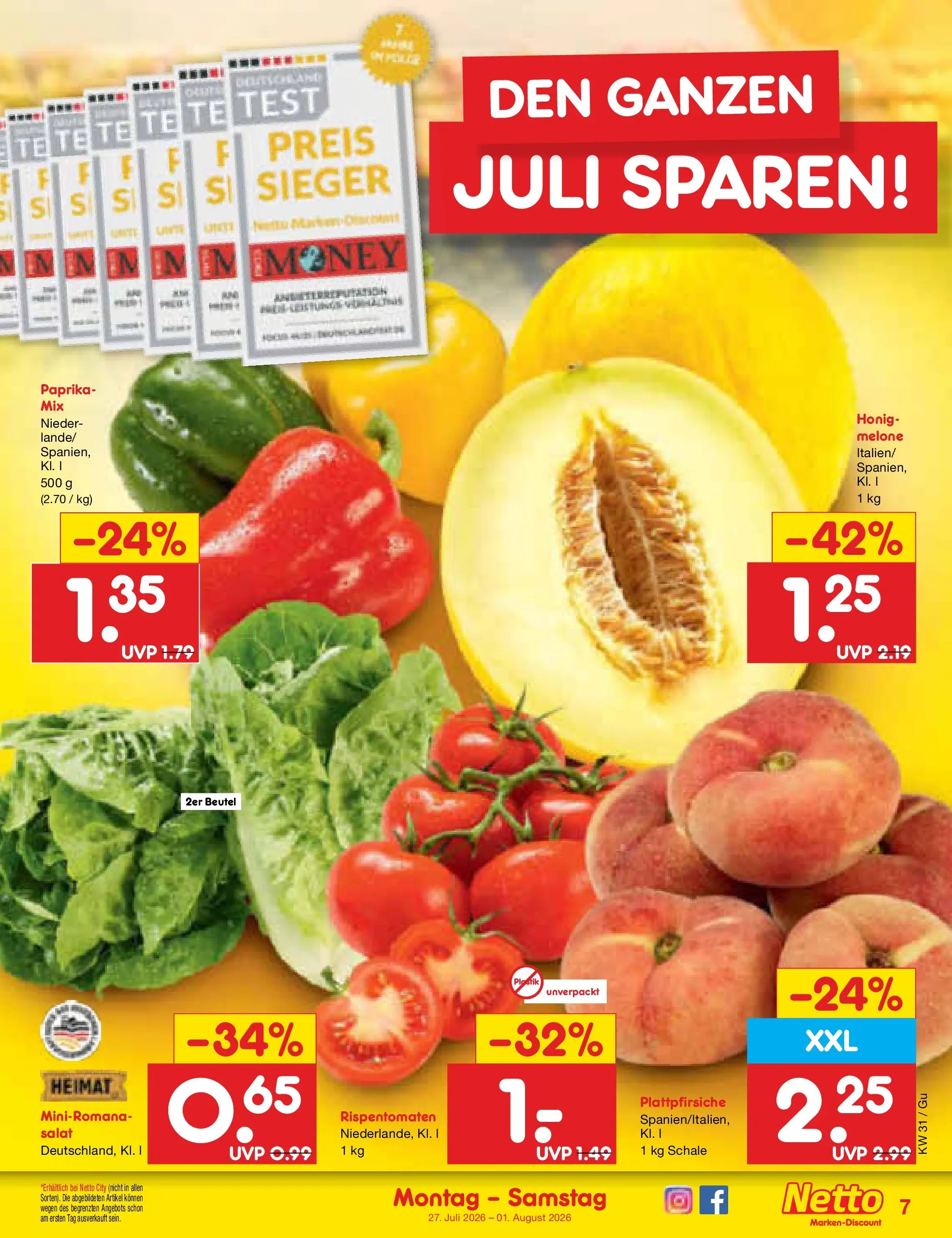 Netto Marken-Discount Prospekt Augustusburg (ab 27.07.2026) ยป Angebote | Seite: 9 | Produkte: Paprika, Melone Netto Marken-Discount Prospekt Augustusburg (ab 27.07.2026) ยป Angebote | Seite: 9 | Produkte: Paprika, Melone
