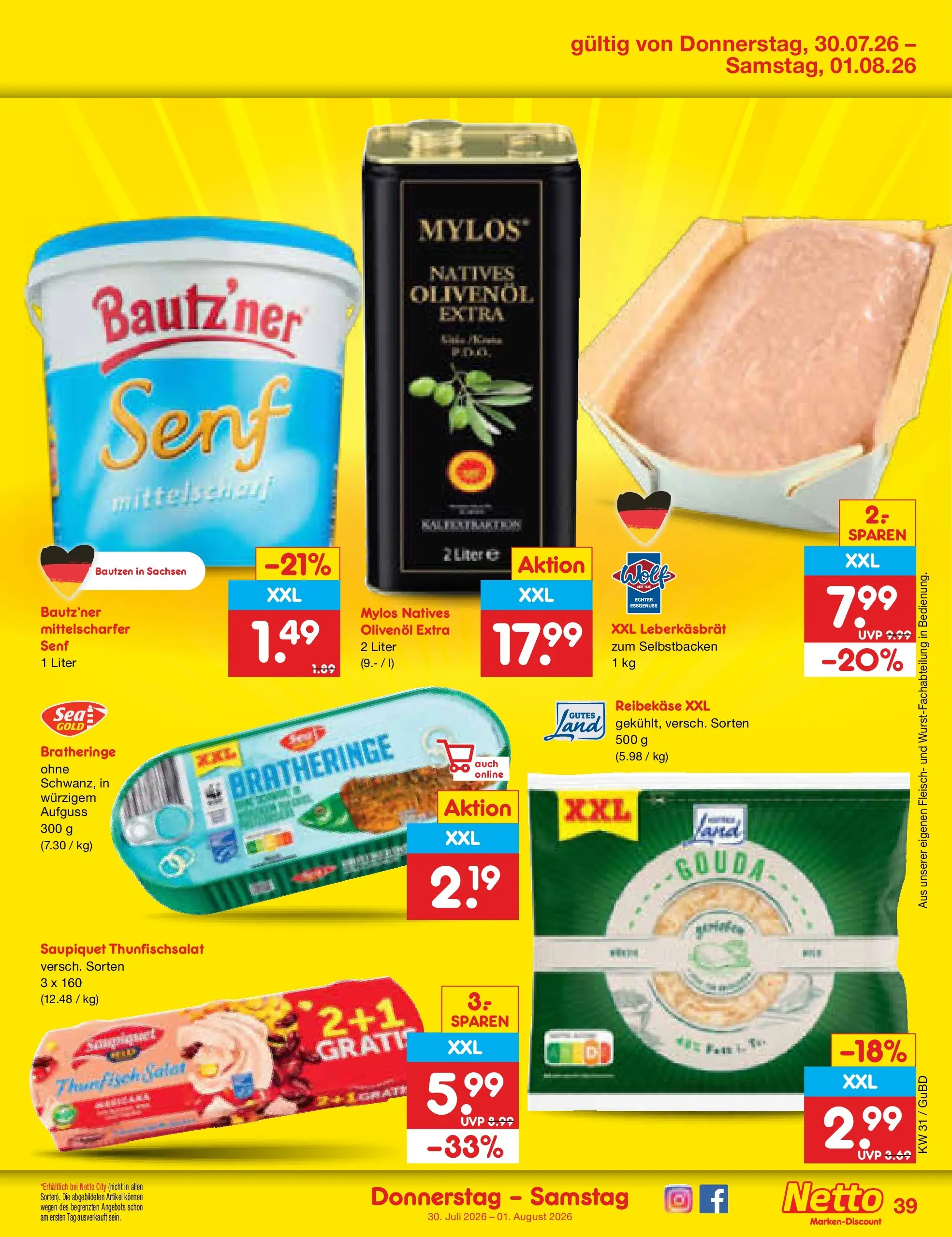Netto Marken-Discount Prospekt Augustusburg (ab 27.07.2026) ยป Angebote | Seite: 56 | Produkte: Thunfisch, Olivenol, Reibekase, Fleisch Netto Marken-Discount Prospekt Augustusburg (ab 27.07.2026) ยป Angebote | Seite: 56 | Produkte: Thunfisch, Olivenol, Reibekase, Fleisch
