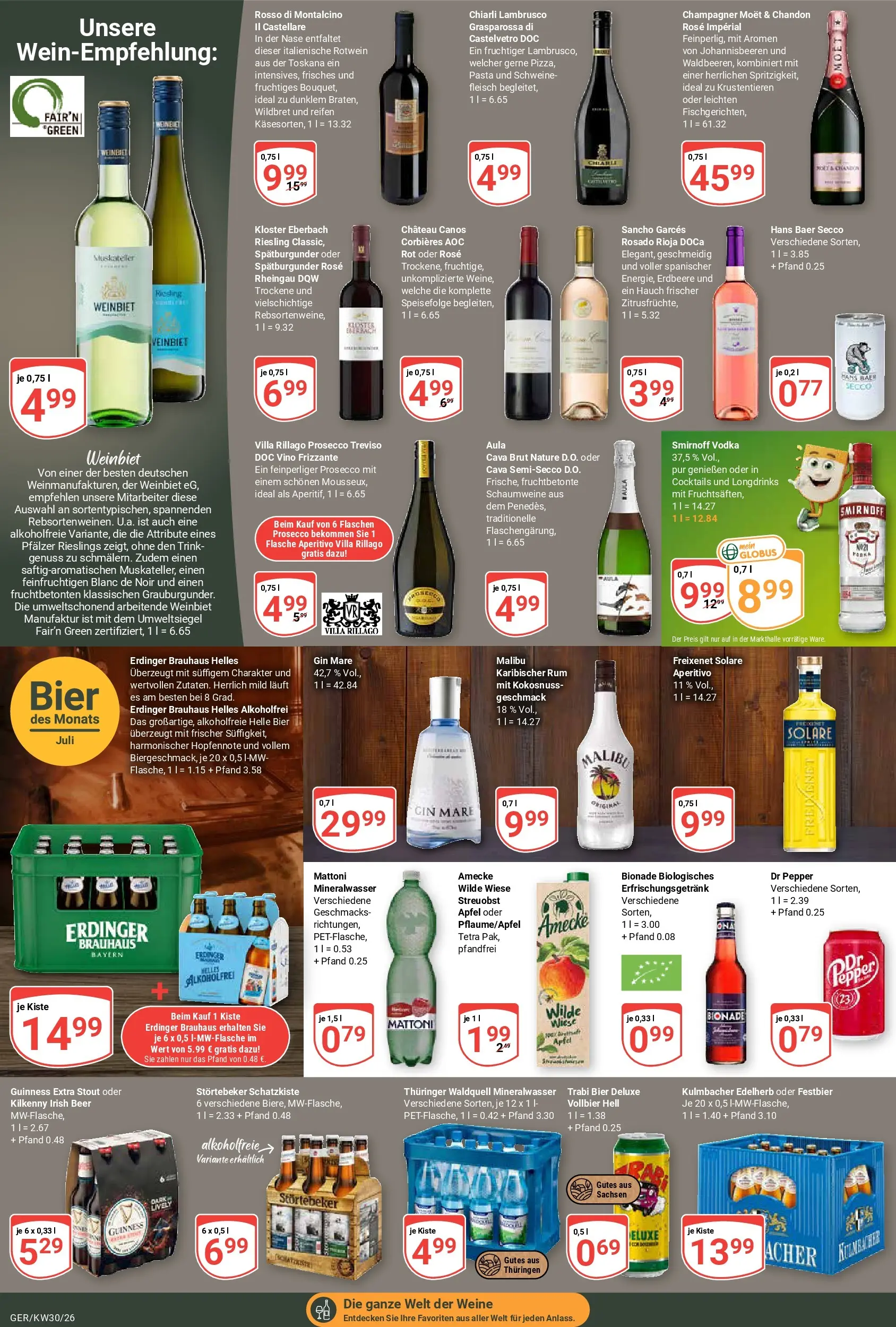 Globus Prospekt Gera (ab 20.07.2026) » Angebote online | Seite: 16 | Produkte: Rum, Äpfel, Bionade, Prosecco