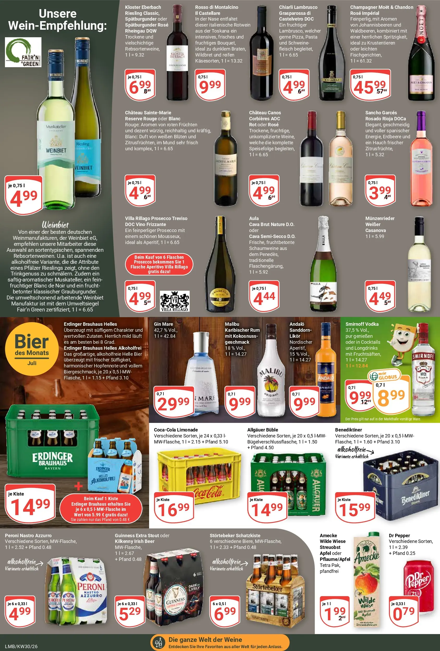 Globus Prospekt Limburg (ab 20.07.2026) » Angebote online | Seite: 13 | Produkte: Erdinger, Rum, Limonade, Pasta