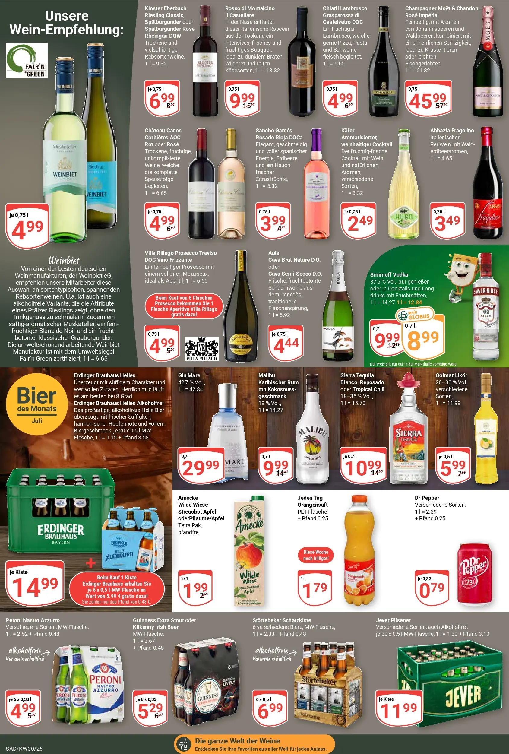 Globus Prospekt Schwandorf (ab 20.07.2026) » Angebote online | Seite: 17 | Produkte: Bier, Äpfel, Smirnoff, Wein