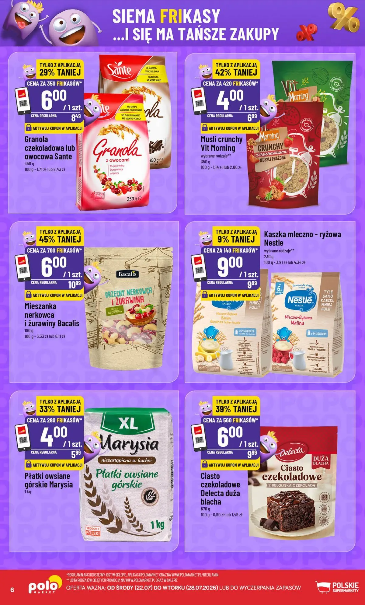 Nowa POLOmarket gazetka od jutra 22.07.2026 | Strona: 6 | Produkty: Ciasto, Żelazo, Czekolada, Banan