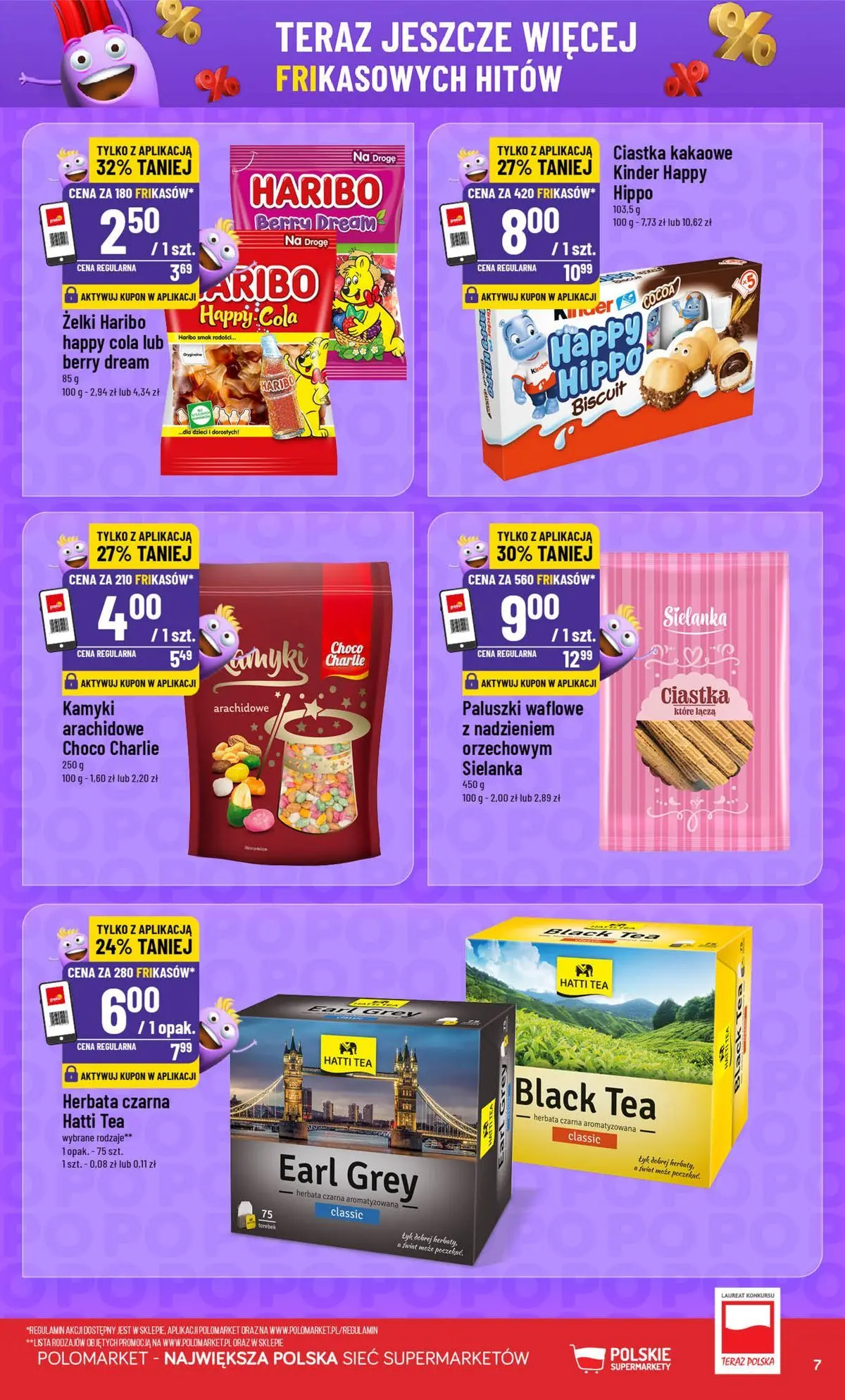 Nowa POLOmarket gazetka od jutra 22.07.2026 | Strona: 7 | Produkty: Żelki haribo, Paluszki, Żelki, Ciastka kakaowe