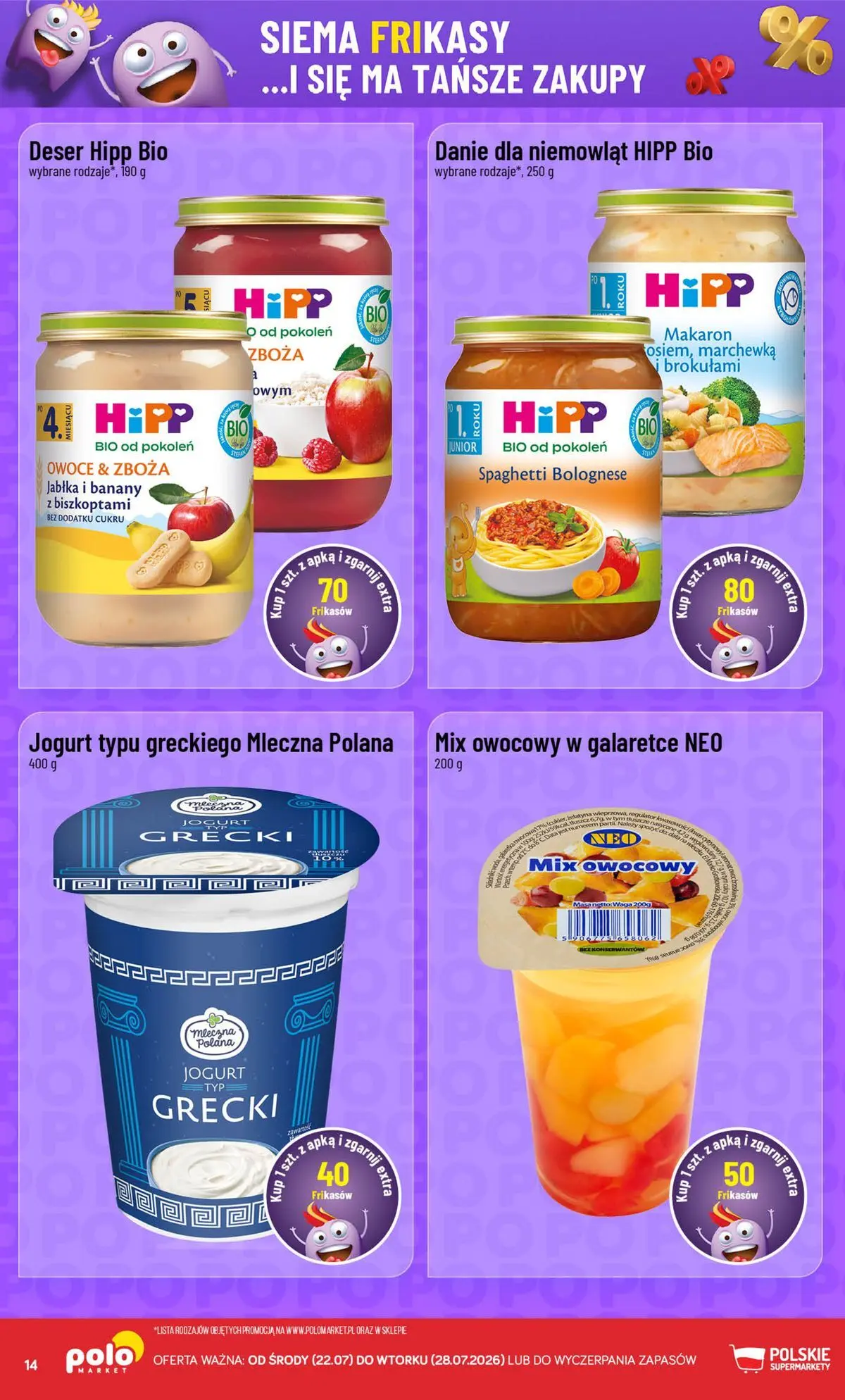 Nowa POLOmarket gazetka od jutra 22.07.2026 | Strona: 14 | Produkty: Jogurt grecki, Waga, Makaron, Owoce