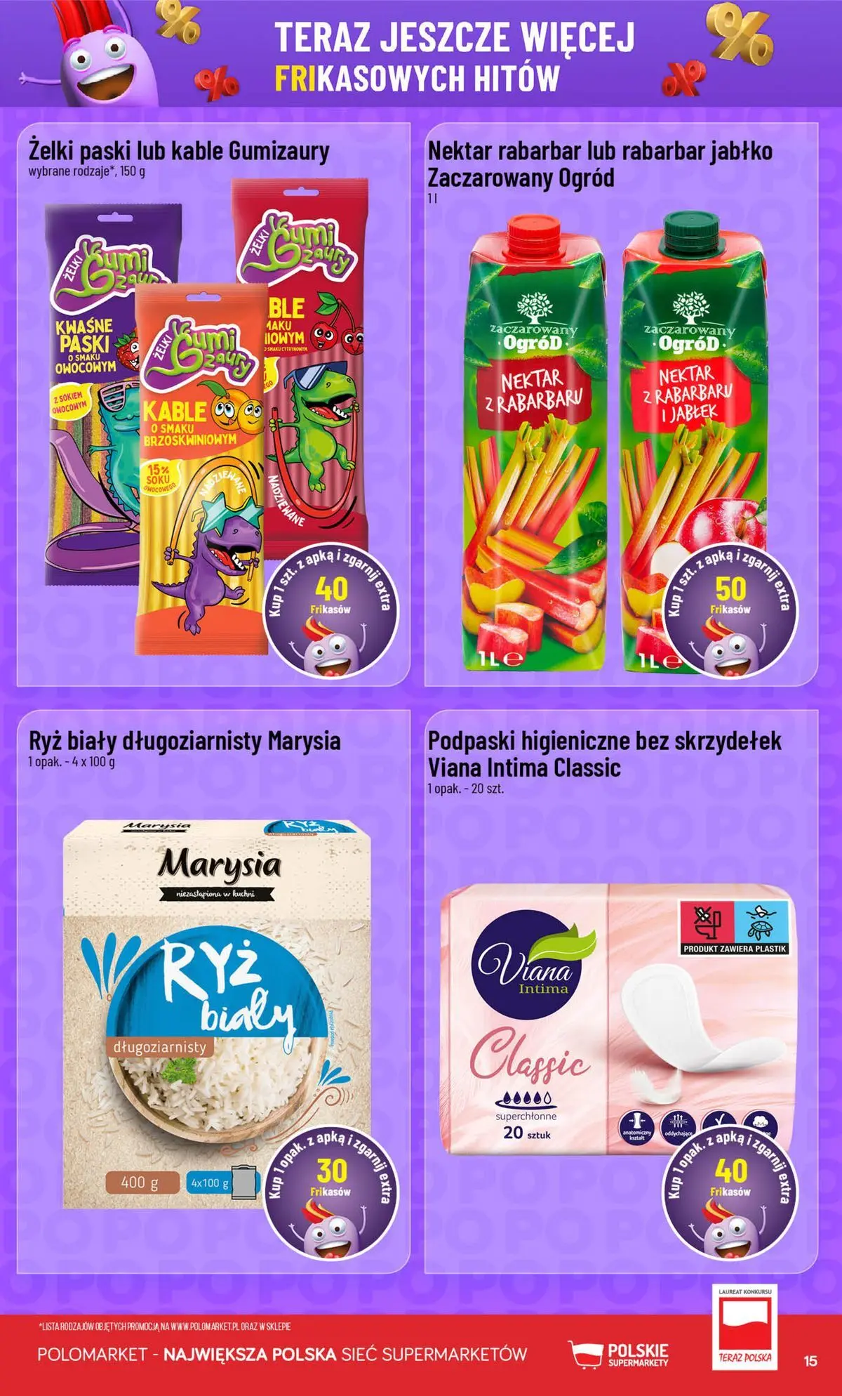 Nowa POLOmarket gazetka od jutra 22.07.2026 | Strona: 15 | Produkty: Podpaski, Żelki, Ryż
