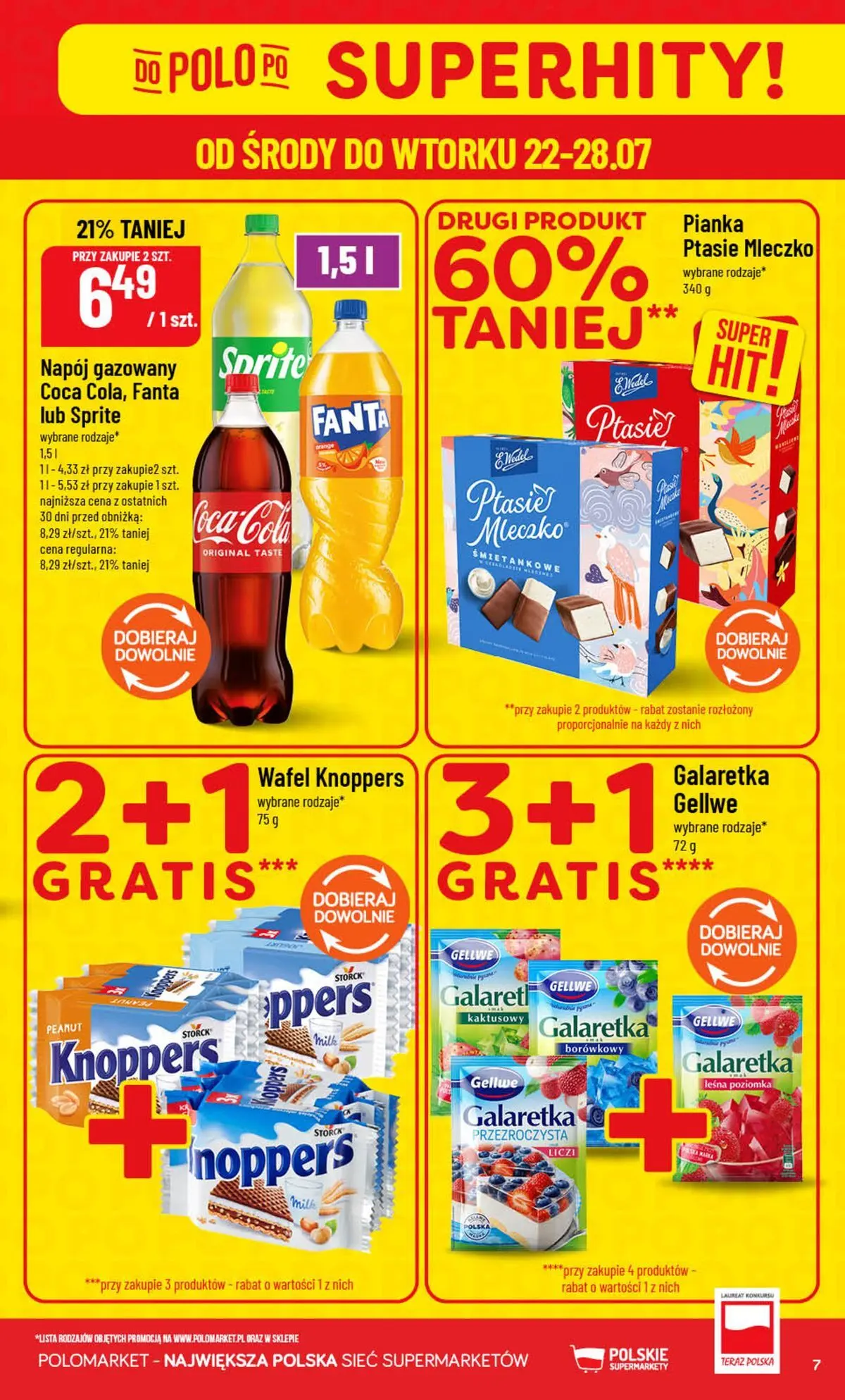 Nowa POLOmarket gazetka od jutra (22.07.2026) | Strona: 7 | Produkty: Knoppers, Galaretka, Sprite, Ptasie mleczko Nowa POLOmarket gazetka od jutra 22.07.2026 | Strona: 7 | Produkty: Knoppers, Galaretka, Sprite, Ptasie mleczko