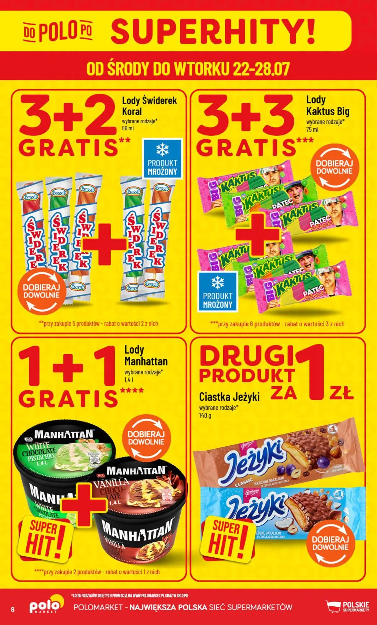 Nowa POLOmarket gazetka od jutra (22.07.2026) | Strona: 8 | Produkty: Lody koral, Ciastka, Lody Nowa POLOmarket gazetka od jutra 22.07.2026 | Strona: 8 | Produkty: Lody koral, Ciastka, Lody