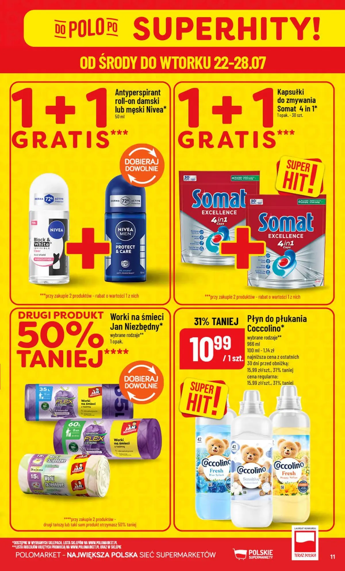 Nowa POLOmarket gazetka od jutra (22.07.2026) | Strona: 11 | Produkty: Coccolino, Antyperspirant Nowa POLOmarket gazetka od jutra 22.07.2026 | Strona: 11 | Produkty: Coccolino, Antyperspirant
