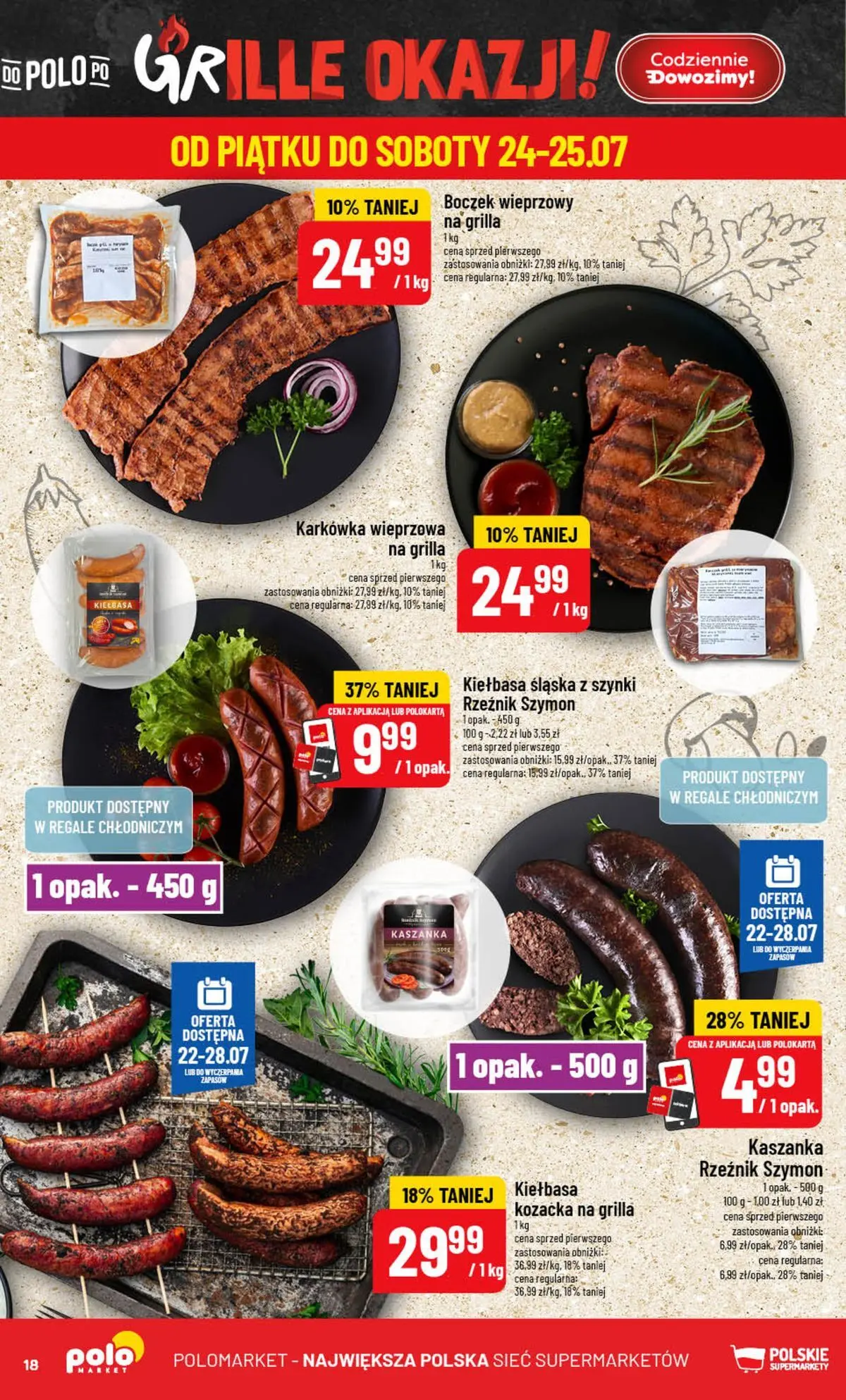 Nowa POLOmarket gazetka od jutra (22.07.2026) | Strona: 18 | Produkty: Karkówka wieprzowa, Kaszanka, Kiełbasa śląska, Boczek Nowa POLOmarket gazetka od jutra 22.07.2026 | Strona: 18 | Produkty: Karkówka wieprzowa, Kaszanka, Kiełbasa śląska, Boczek
