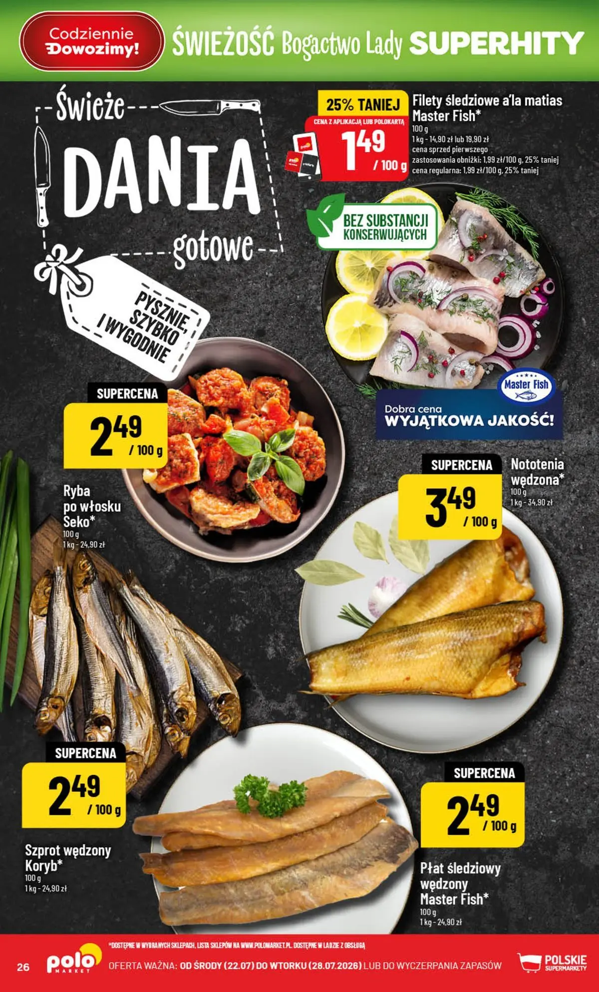 Nowa POLOmarket gazetka od jutra (22.07.2026) | Strona: 26 | Produkty: Ryba Nowa POLOmarket gazetka od jutra 22.07.2026 | Strona: 26 | Produkty: Ryba