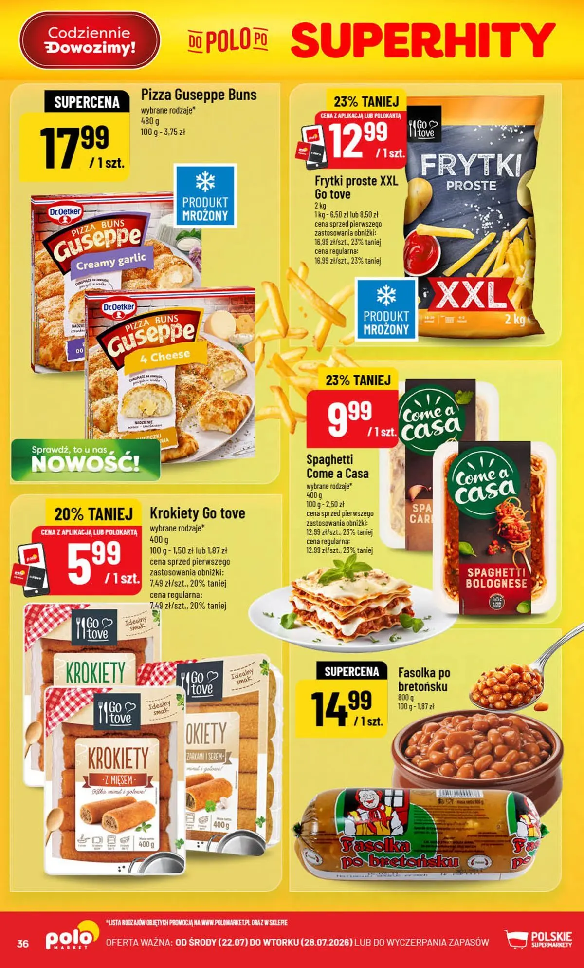 Nowa POLOmarket gazetka od jutra (22.07.2026) | Strona: 36 | Produkty: Krokiety, Pizza, Frytki Nowa POLOmarket gazetka od jutra 22.07.2026 | Strona: 36 | Produkty: Krokiety, Pizza, Frytki