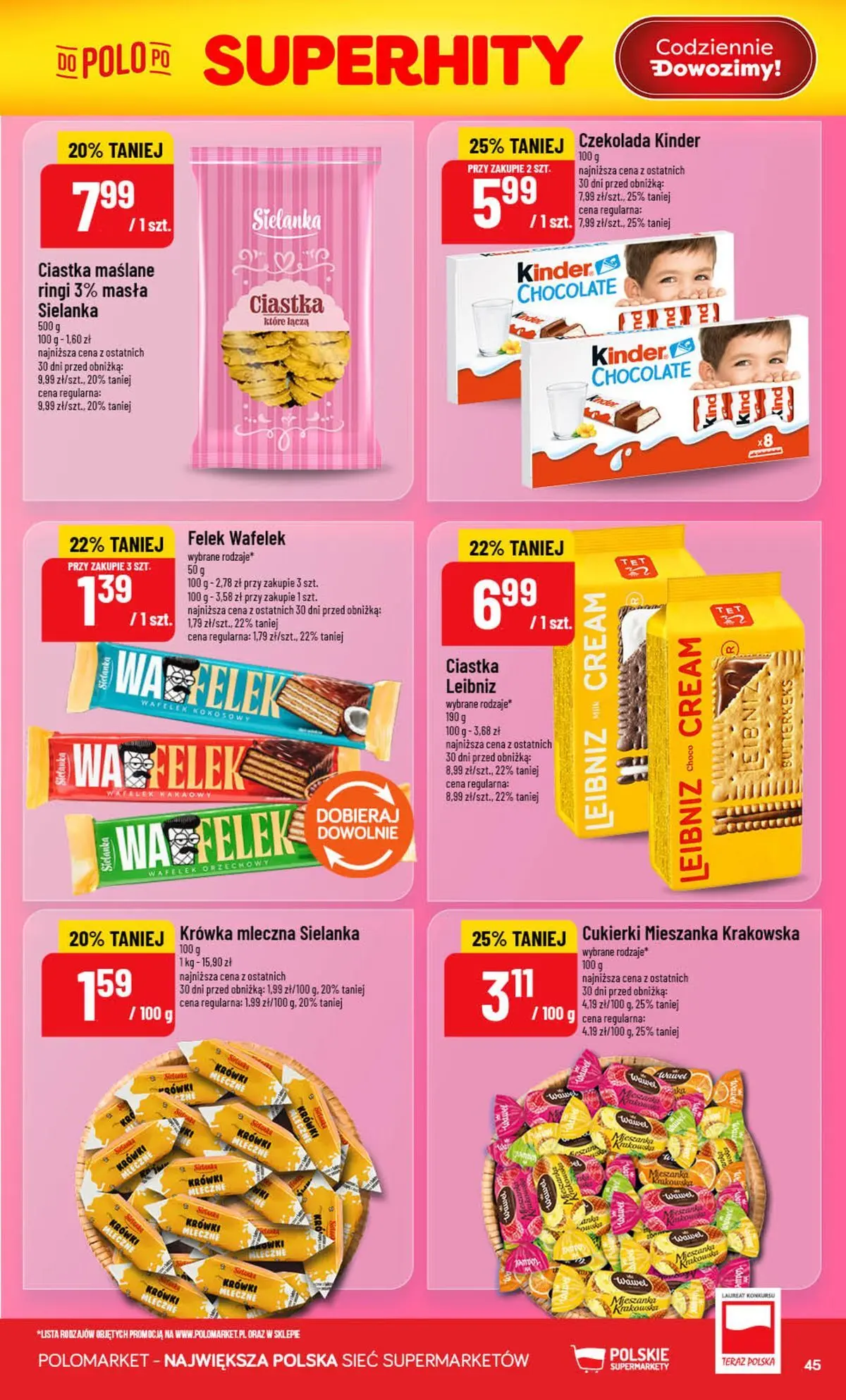 Nowa POLOmarket gazetka od jutra (22.07.2026) | Strona: 45 | Produkty: Czekolada, Cukierki, Ciastka, Krówki Nowa POLOmarket gazetka od jutra 22.07.2026 | Strona: 45 | Produkty: Czekolada, Cukierki, Ciastka, Krówki