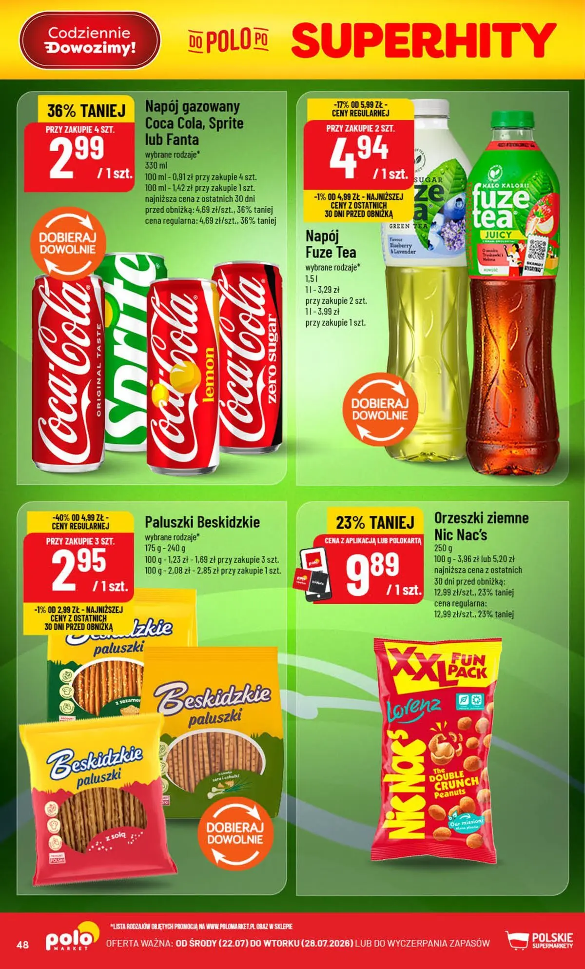 Nowa POLOmarket gazetka od jutra (22.07.2026) | Strona: 48 | Produkty: Sprite, Paluszki, Orzeszki ziemne Nowa POLOmarket gazetka od jutra 22.07.2026 | Strona: 48 | Produkty: Sprite, Paluszki, Orzeszki ziemne