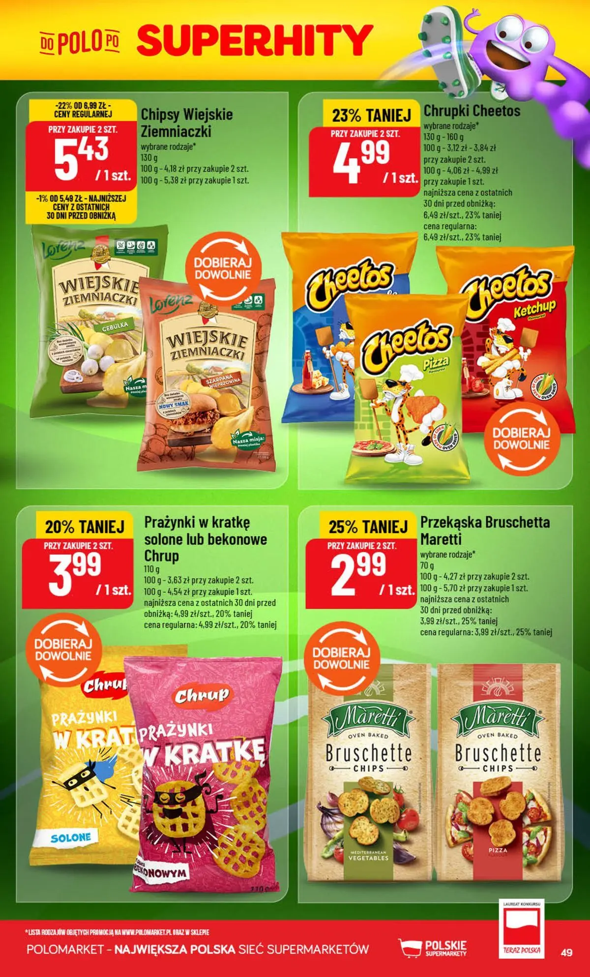 Nowa POLOmarket gazetka od jutra (22.07.2026) | Strona: 49 | Produkty: Chipsy, Bruschetta, Ziemniaczki, Pizza Nowa POLOmarket gazetka od jutra 22.07.2026 | Strona: 49 | Produkty: Chipsy, Bruschetta, Ziemniaczki, Pizza