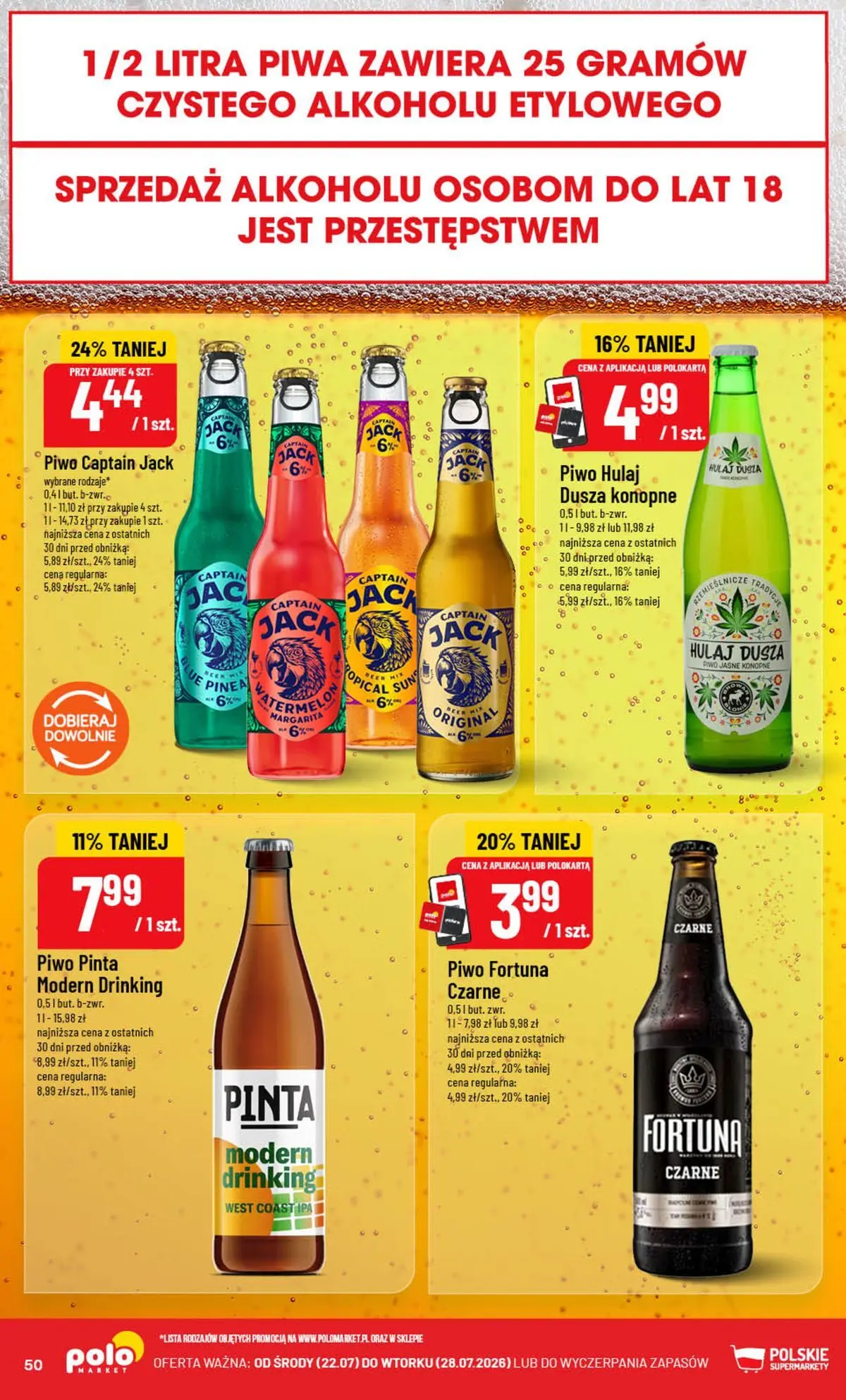 Nowa POLOmarket gazetka od jutra (22.07.2026) | Strona: 50 | Produkty: Piwo Nowa POLOmarket gazetka od jutra 22.07.2026 | Strona: 50 | Produkty: Piwo