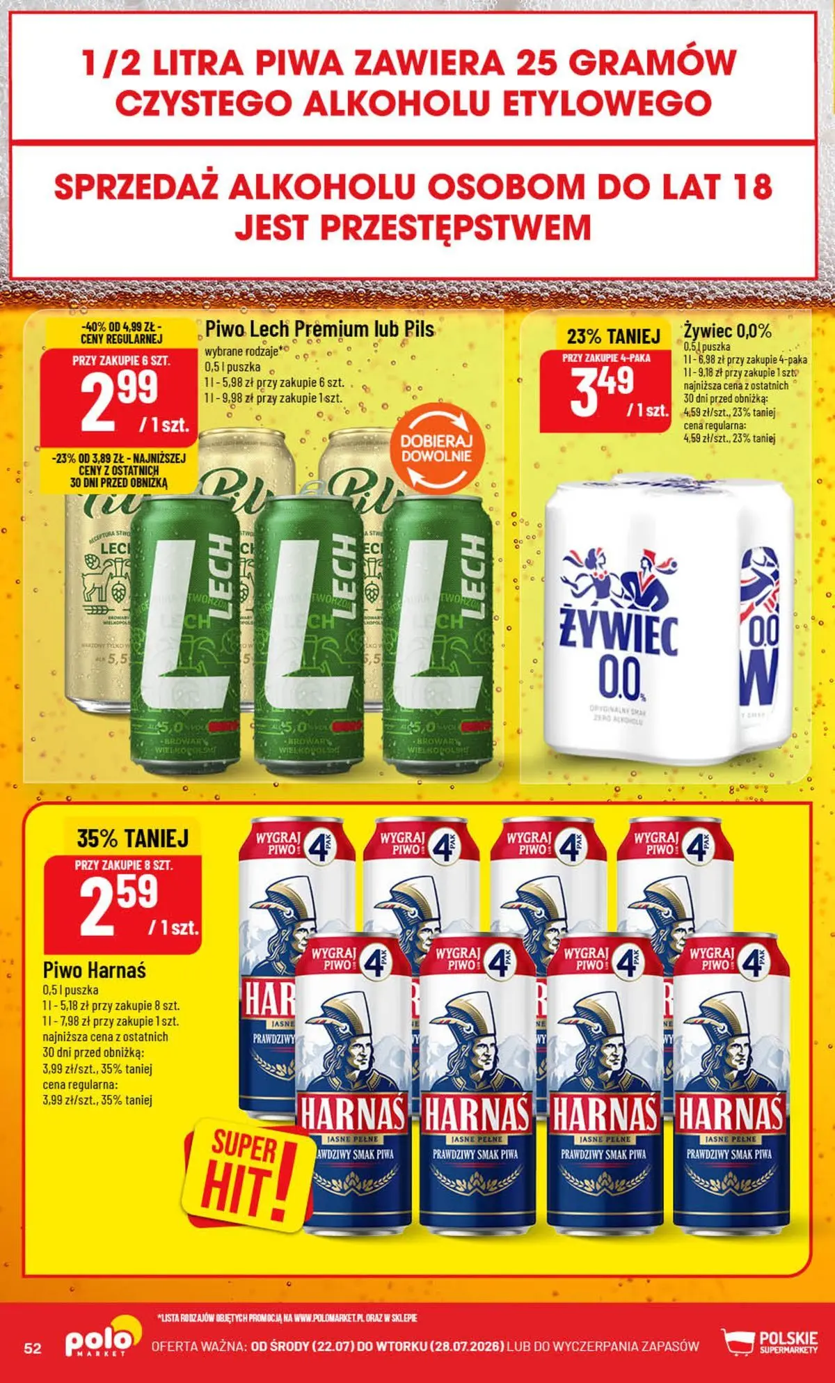 Nowa POLOmarket gazetka od jutra (22.07.2026) | Strona: 52 | Produkty: Harnaś, Piwo Nowa POLOmarket gazetka od jutra 22.07.2026 | Strona: 52 | Produkty: Harnaś, Piwo