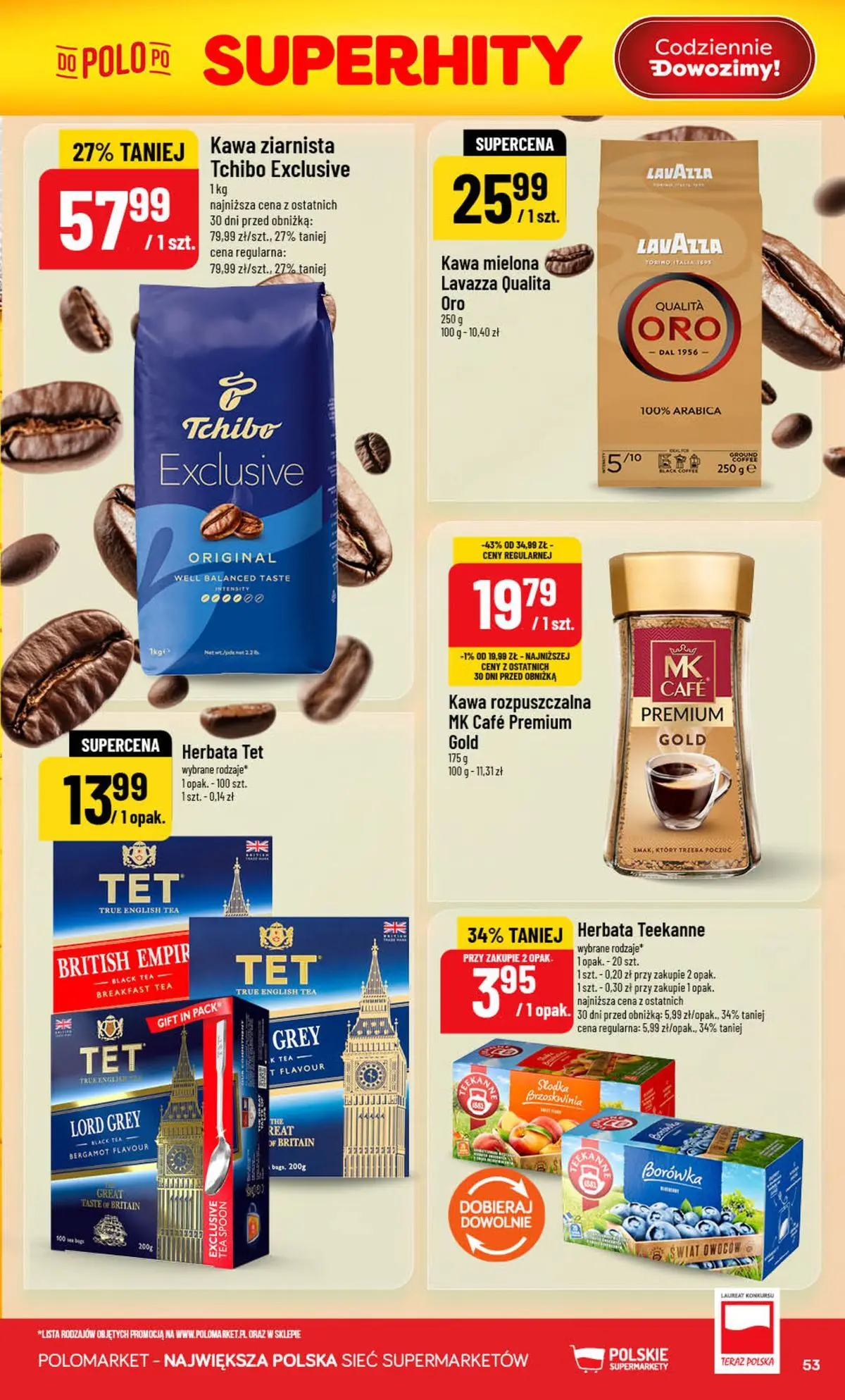 Nowa POLOmarket gazetka od jutra (22.07.2026) | Strona: 53 | Produkty: Brzoskwinia, Kawa rozpuszczalna, Tchibo, Kawa Nowa POLOmarket gazetka od jutra 22.07.2026 | Strona: 53 | Produkty: Brzoskwinia, Kawa rozpuszczalna, Tchibo, Kawa