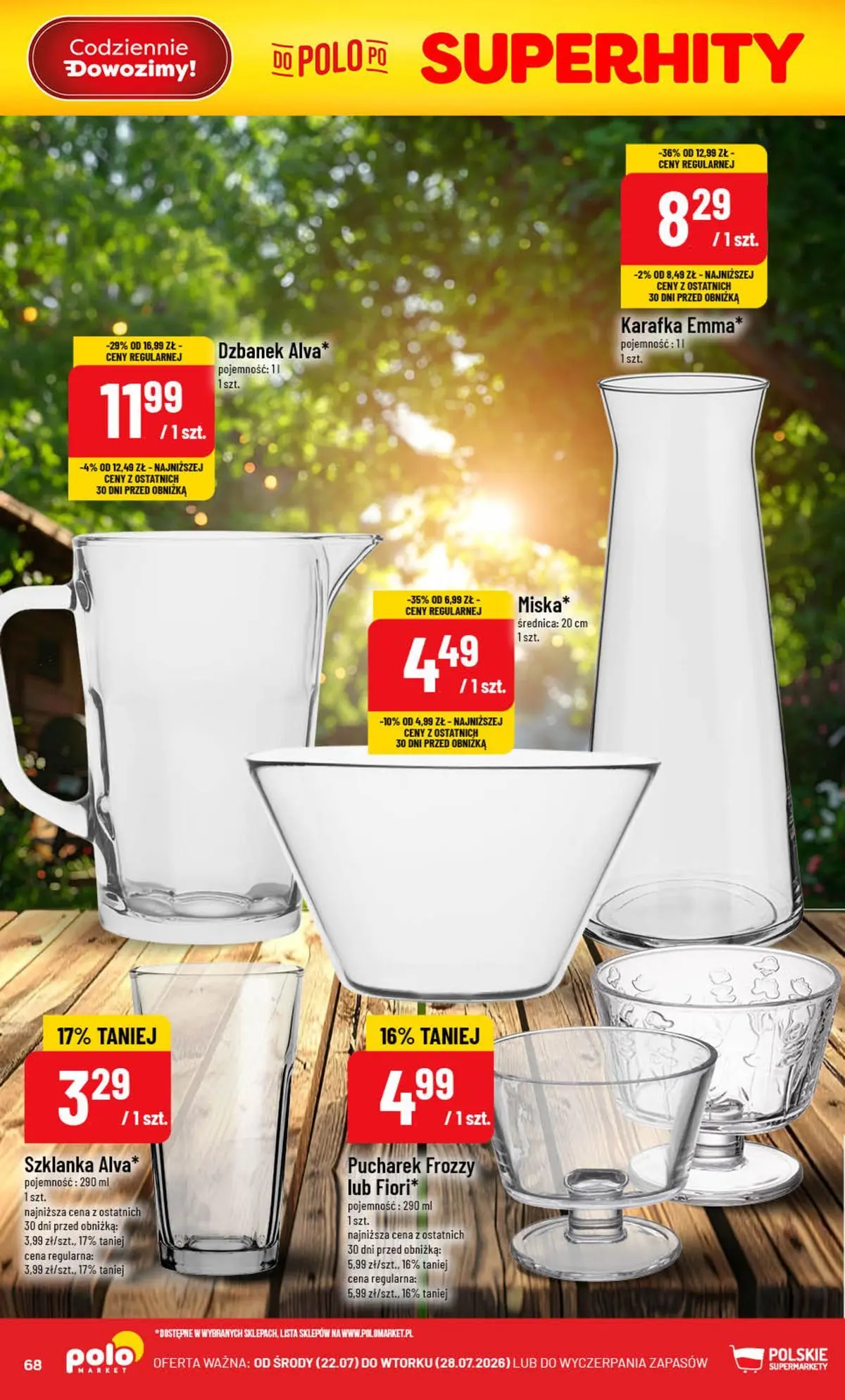 Nowa POLOmarket gazetka od jutra (22.07.2026) | Strona: 68 | Produkty: Szklanka, Dzbanek Nowa POLOmarket gazetka od jutra 22.07.2026 | Strona: 68 | Produkty: Szklanka, Dzbanek