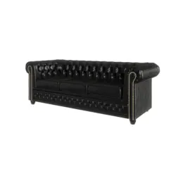 Chesterfield-Sofa 3-sitzer mit Schlaffunktion Morin Schwarz vegan Leder