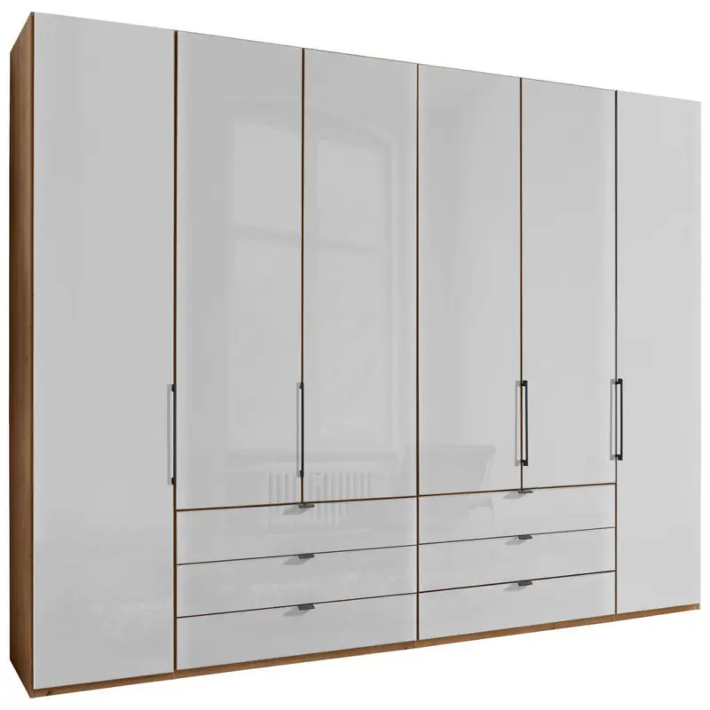 Dreht&uuml;renschrank in Wei&szlig;, Eiche Bianco