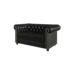 Chesterfield-Sofa 2-sitzer Morin Schwarz vegan Leder