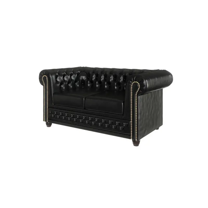 Chesterfield-Sofa 2-sitzer Morin Schwarz vegan Leder