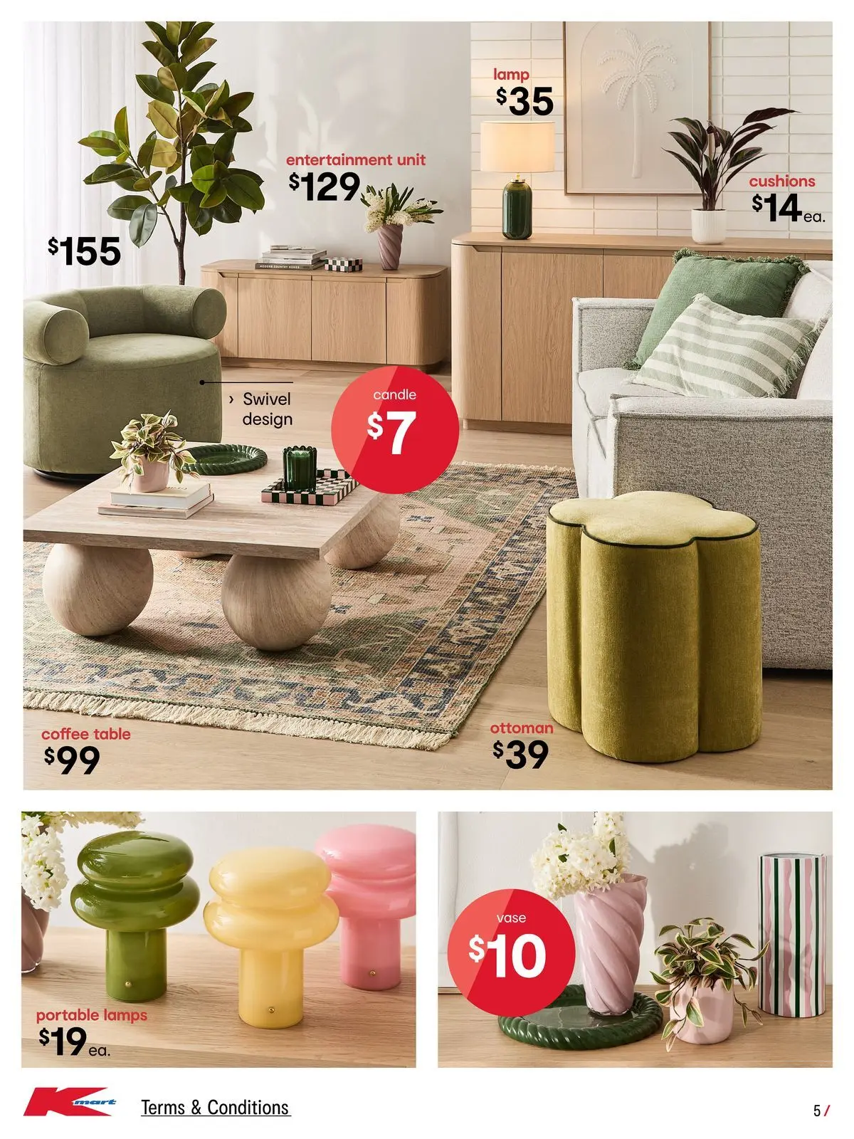﻿Kmart catalogue valid from 23/07/2026 > Online Australia | Page: 5 | Products: Coffee table, Table, Candle, Portable