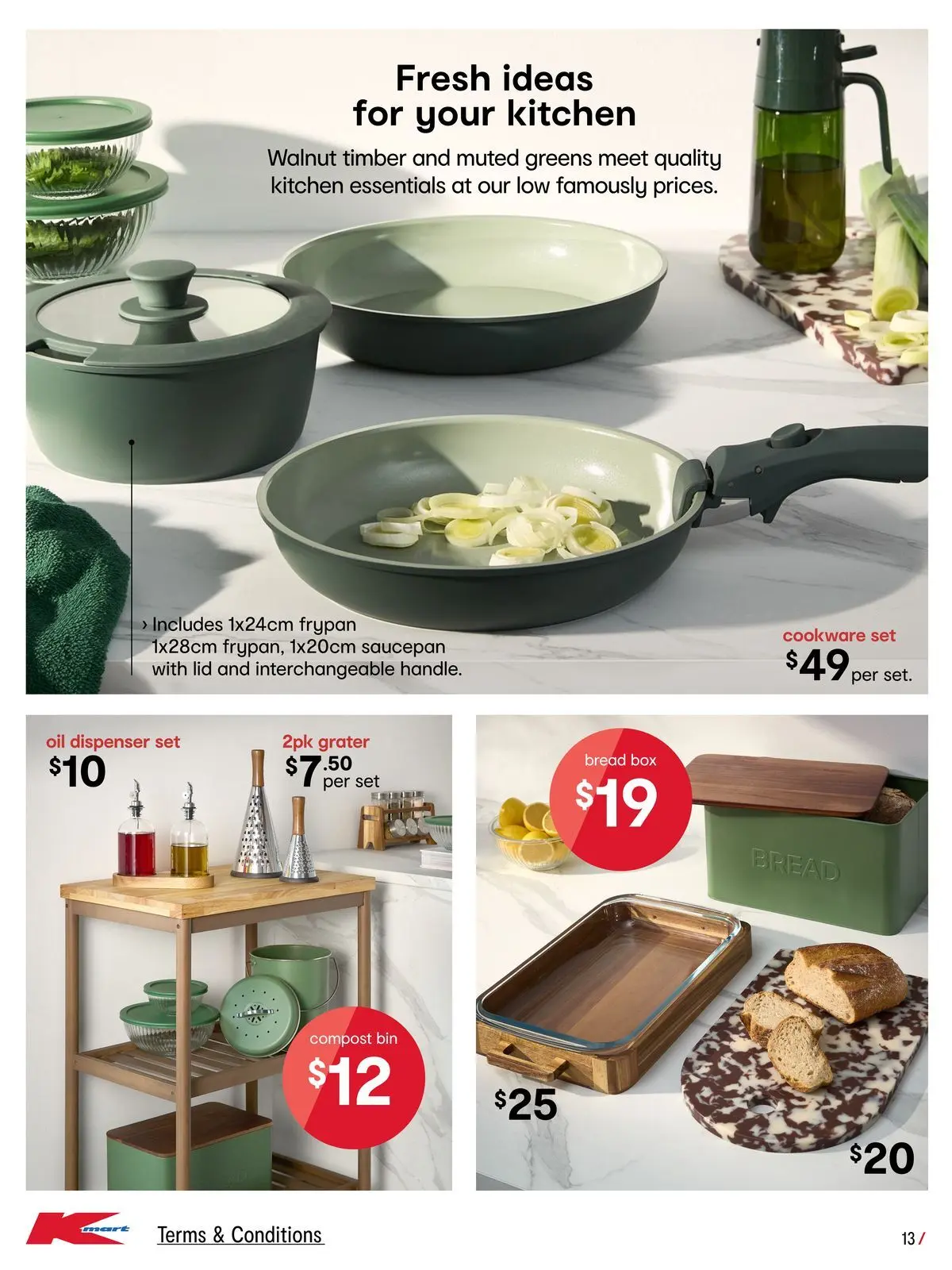 ﻿Kmart catalogue valid from 23/07/2026 > Online Australia | Page: 13 | Products: Bread, Compost, Cookware, Greens