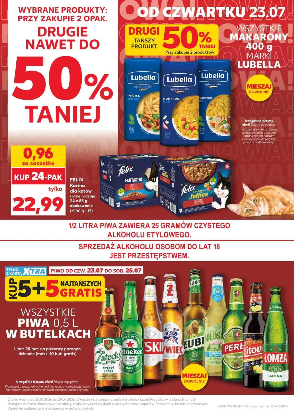 Kaufland gazetka od 23.07.2026 - od jutra PDF | Strona: 3 | Produkty: Karta, Karma dla kotów, Piwo, Makarony