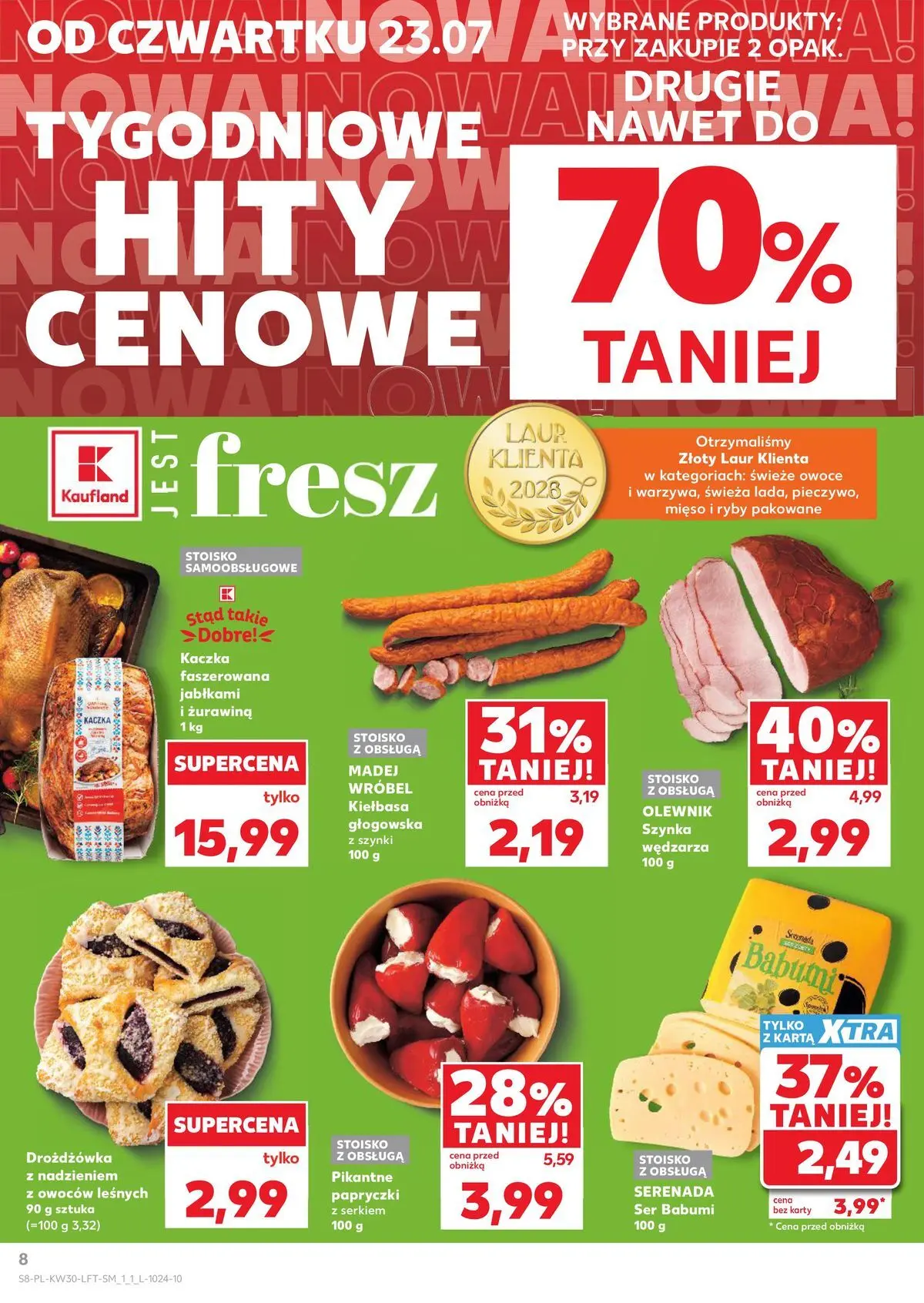 Kaufland gazetka od 23.07.2026 - od jutra PDF | Strona: 8 | Produkty: Szynka, Żurawina, Ryby, Owoce