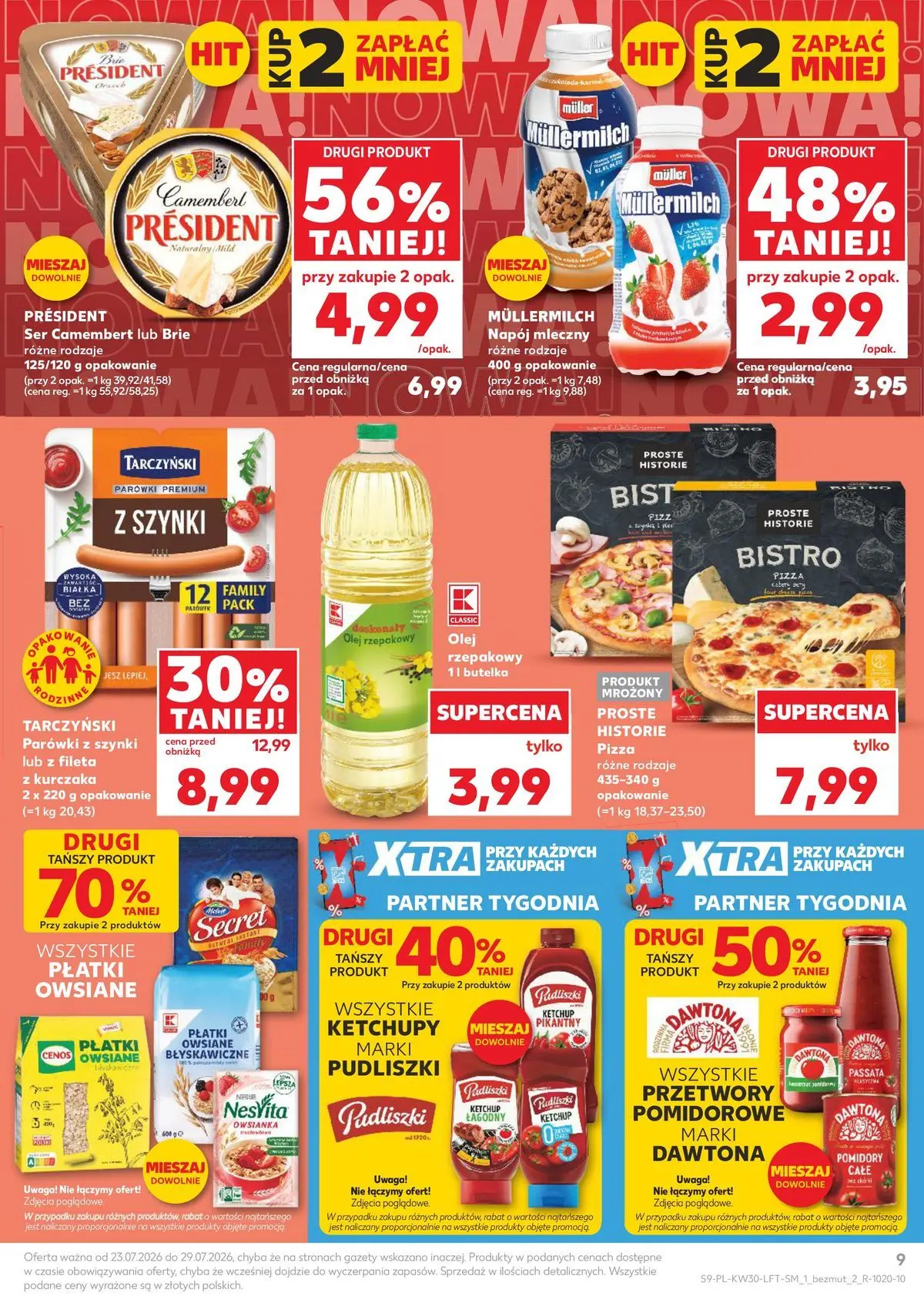 Kaufland gazetka od 23.07.2026 - od jutra PDF | Strona: 9 | Produkty: Owsianka, Ser camembert, Parówki, Ser