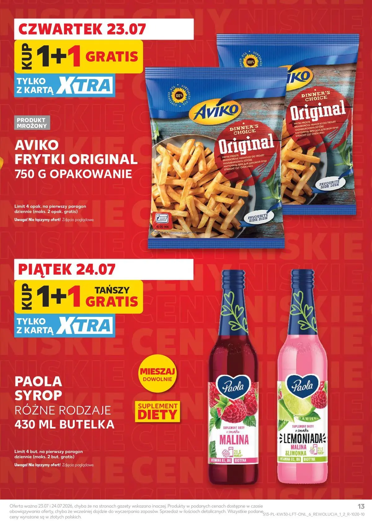 Kaufland gazetka od 23.07.2026 - od jutra PDF | Strona: 13 | Produkty: Karta, Syrop, Malina, Frytki