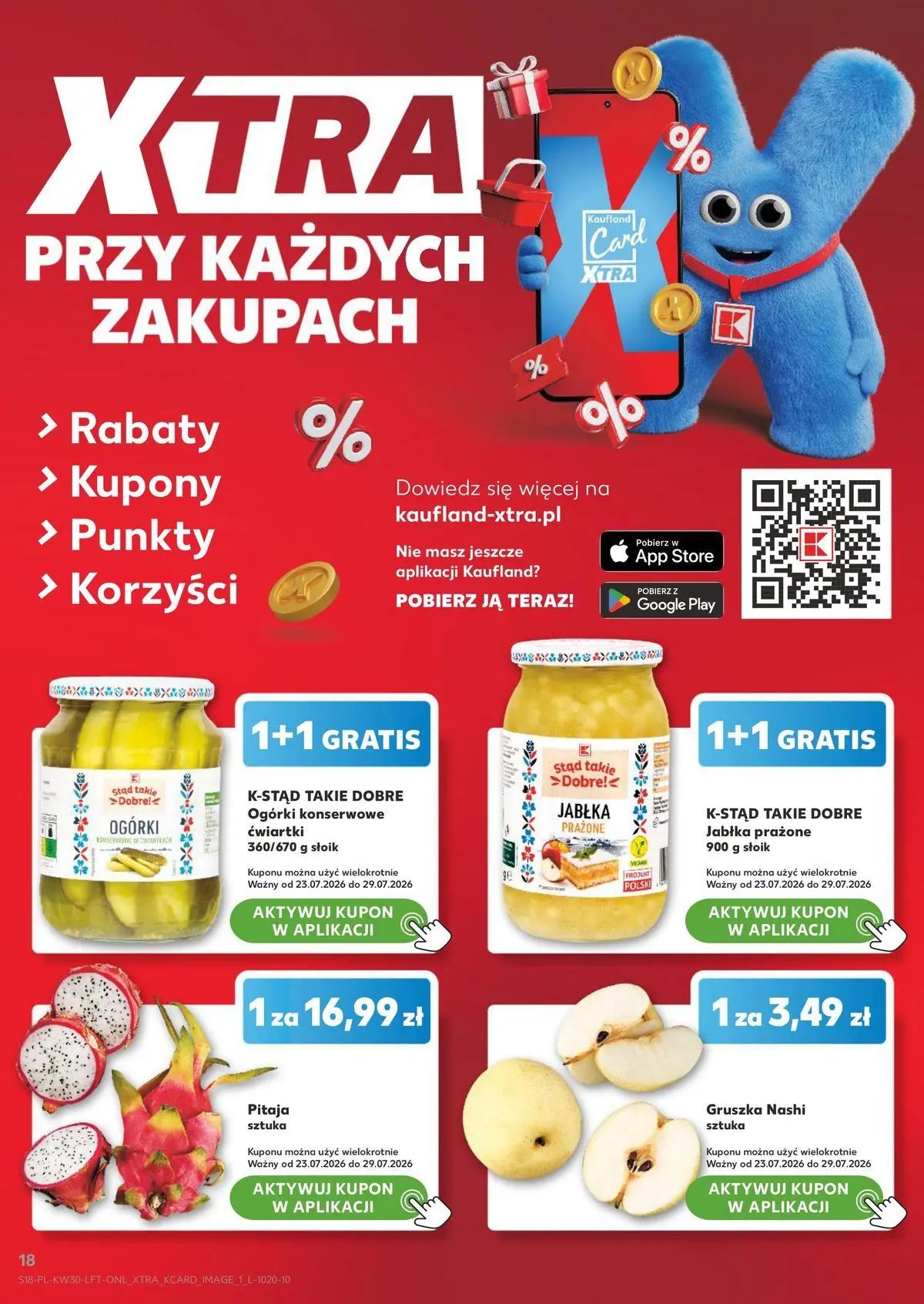 Kaufland gazetka od 23.07.2026 - od jutra PDF | Strona: 18 | Produkty: Gruszka, Pitaja, Jabłka prażone, Ogórki konserwowe