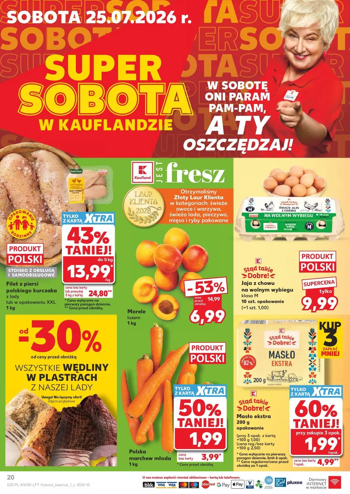 Kaufland gazetka od 23.07.2026 - od jutra PDF | Strona: 20 | Produkty: Karta, Morele, Wędliny, Owoce