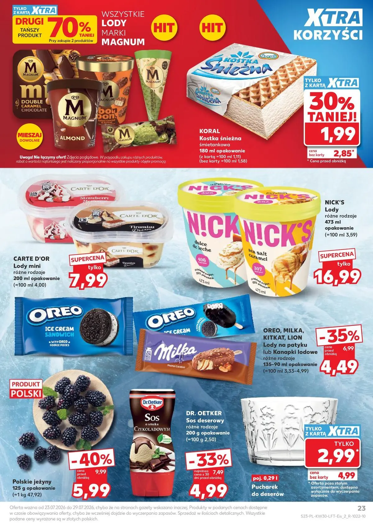 Kaufland gazetka od 23.07.2026 - od jutra PDF | Strona: 23 | Produkty: Karta, Sandwich, Milka, Lody na patyku