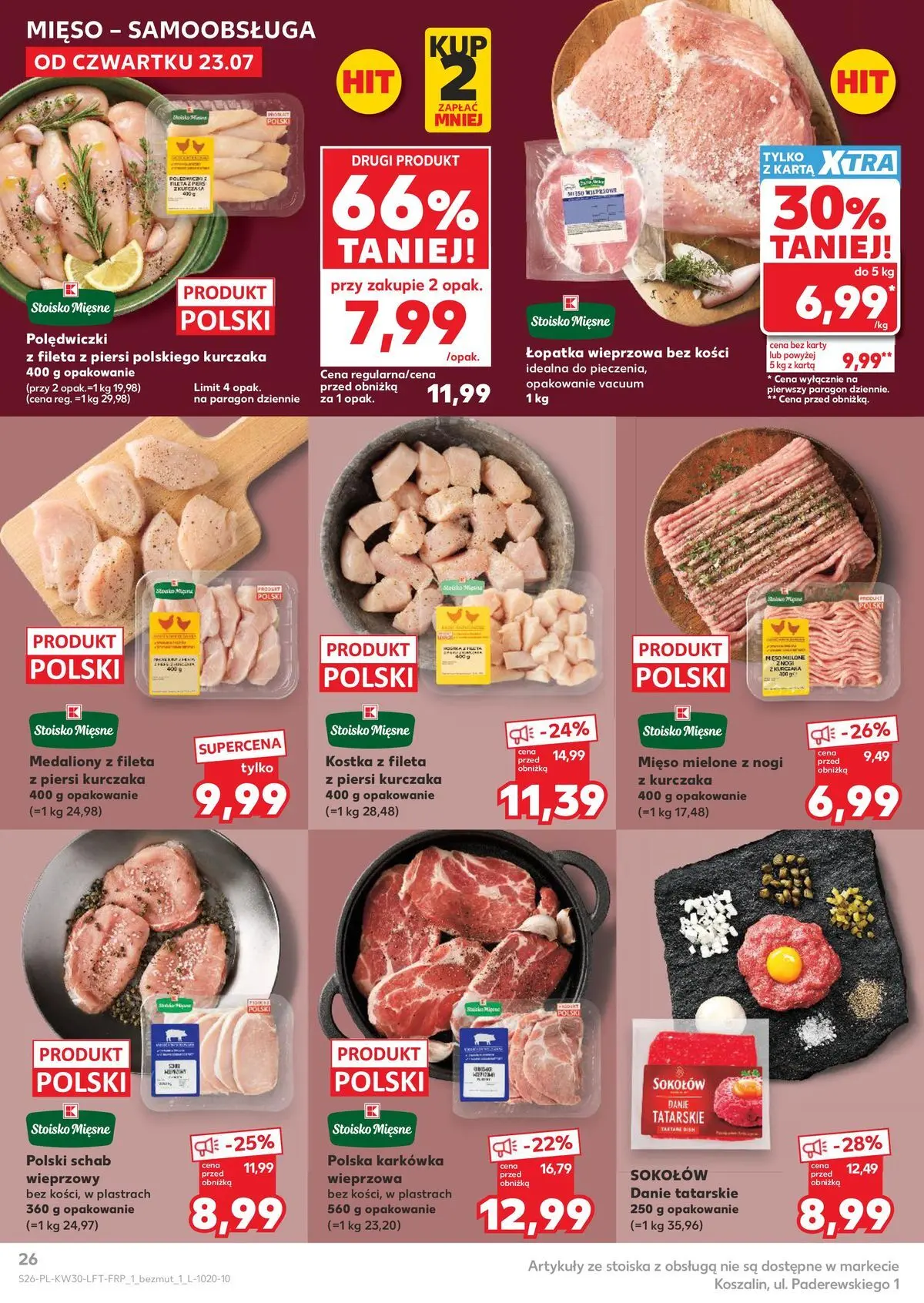 Kaufland gazetka od 23.07.2026 - od jutra PDF | Strona: 26 | Produkty: Schab, Mięso, Schab wieprzowy, Łopatka wieprzowa