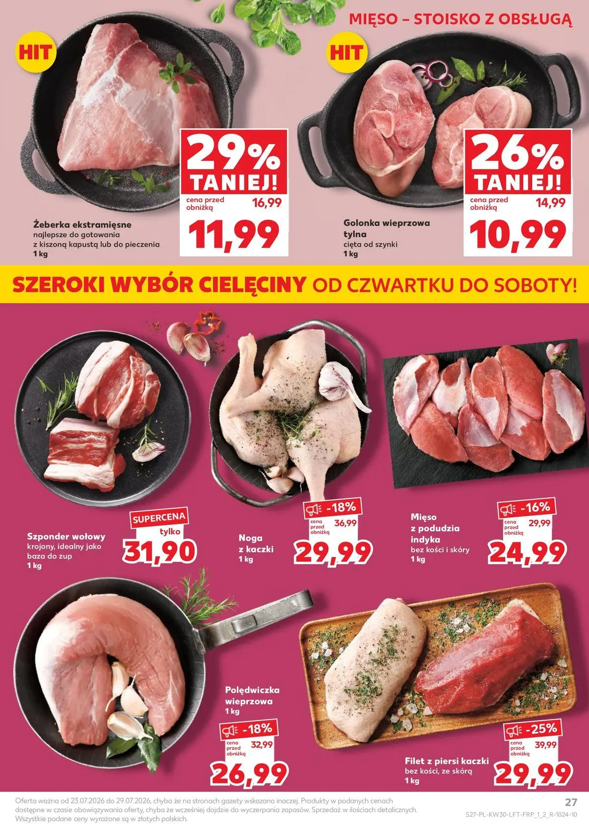 Kaufland gazetka od 23.07.2026 - od jutra PDF | Strona: 27 | Produkty: Kapusta, Mięso, Polędwiczka wieprzowa, Noga z kaczki