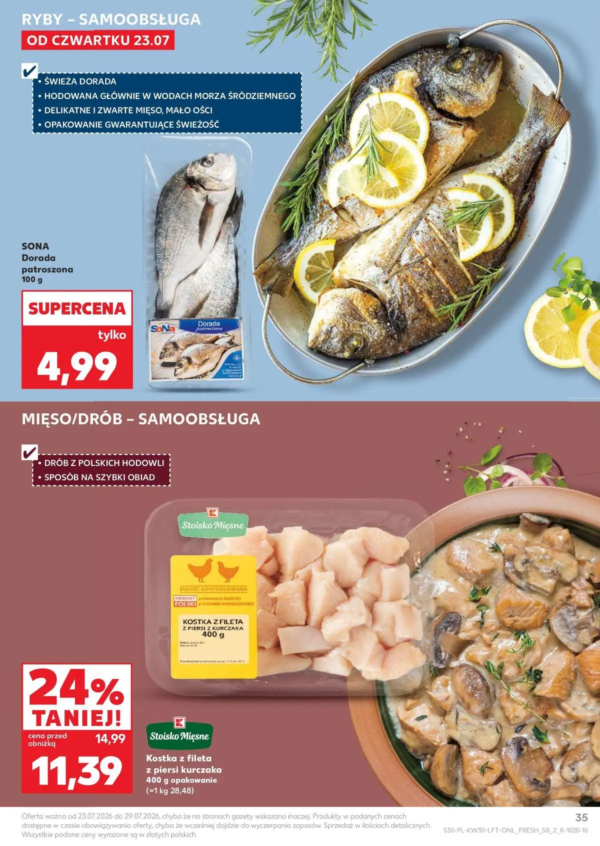 Kaufland gazetka od 23.07.2026 - od jutra PDF | Strona: 35 | Produkty: Piersi, Dorada, Ryby