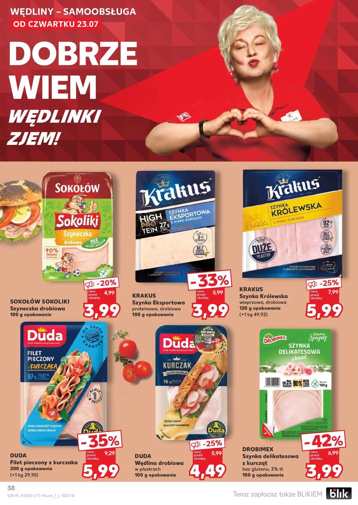 Kaufland gazetka od 23.07.2026 - od jutra PDF | Strona: 38 | Produkty: Kurczak, Piersi, Szynka, Wędliny