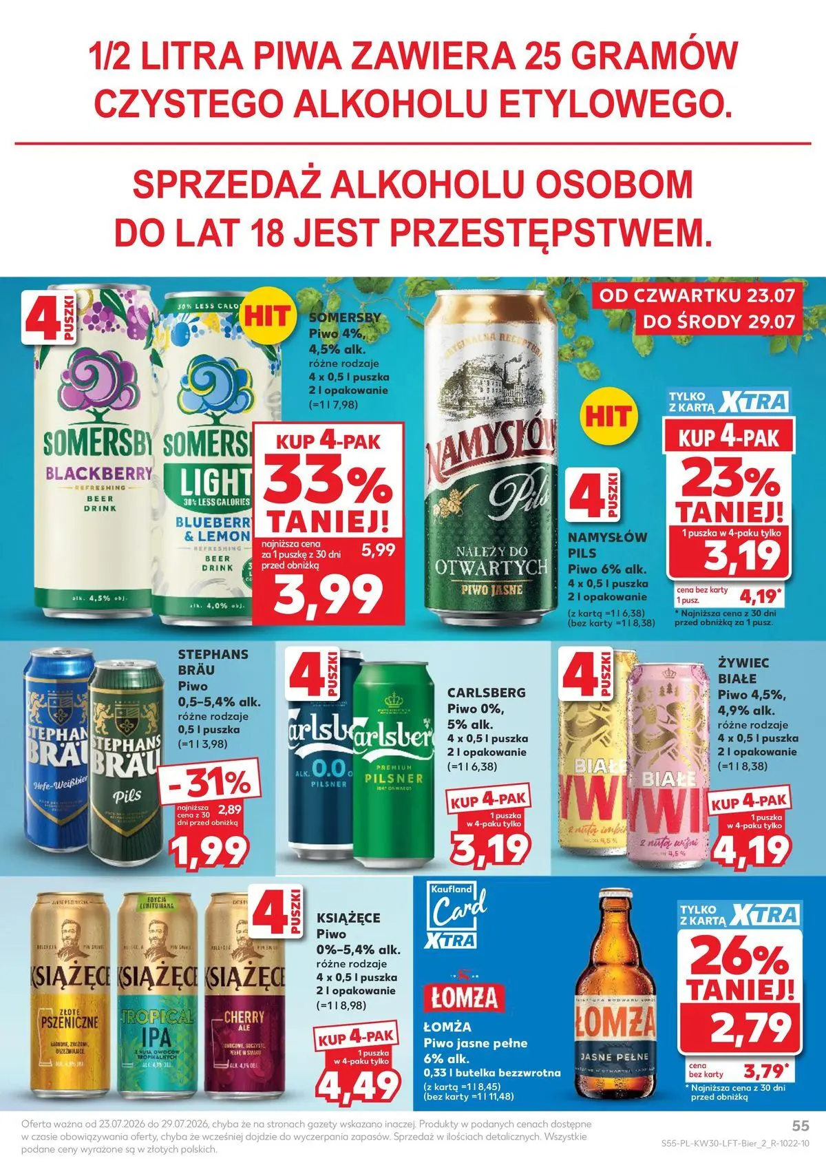 Kaufland gazetka od 23.07.2026 - od jutra PDF | Strona: 55 | Produkty: Karta, Piwo, Somersby