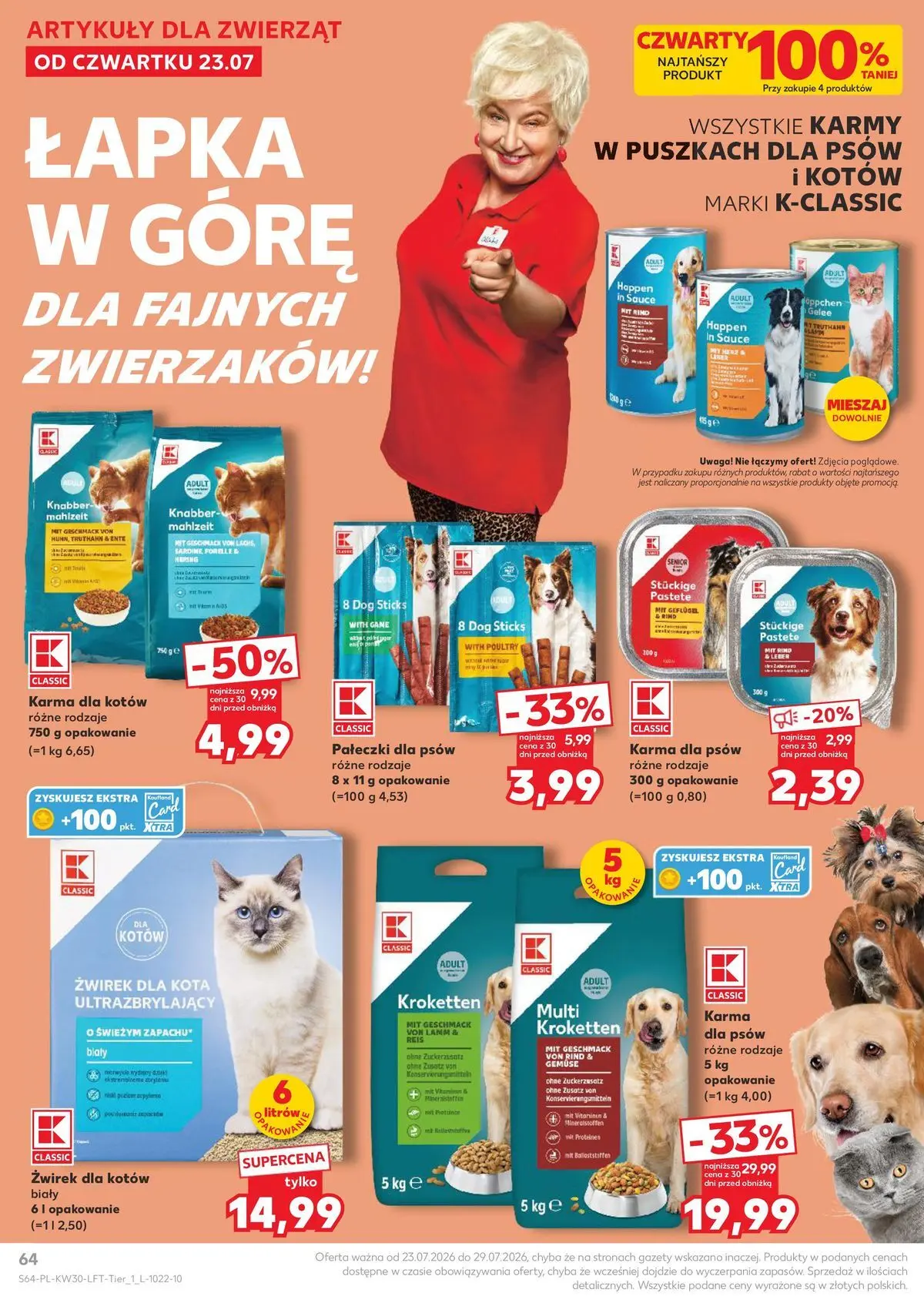 Kaufland gazetka od 23.07.2026 - od jutra PDF | Strona: 64 | Produkty: Żwirek dla kota, Karma dla kotów, Karma dla psów