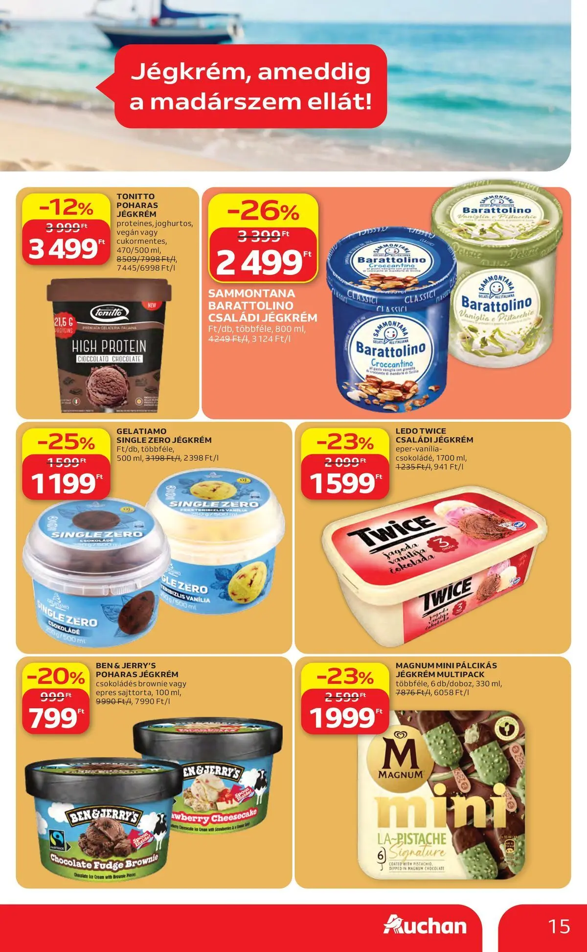 Auchan akciós újság Miskolc - 2026.07.23. -tól/töl > akció, lapozható szórólap 🛍️ | Oldal: 15 | Termékek: Protein, Csokoládé, Vegán, Brownie