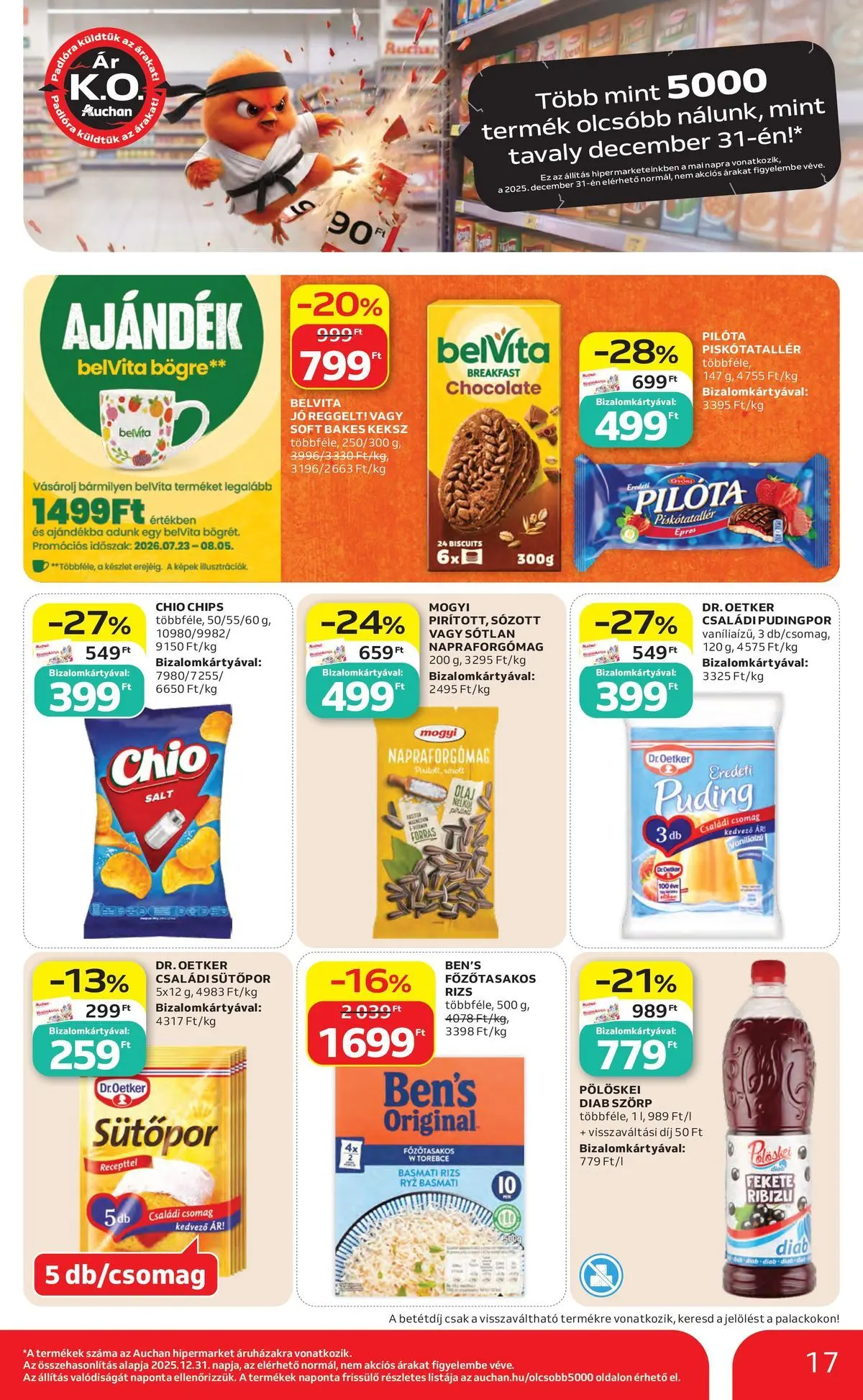 Auchan akciós újság Miskolc - 2026.07.23. -tól/töl > akció, lapozható szórólap 🛍️ | Oldal: 17 | Termékek: Chips, Pudingpor, Bögre, Olaj