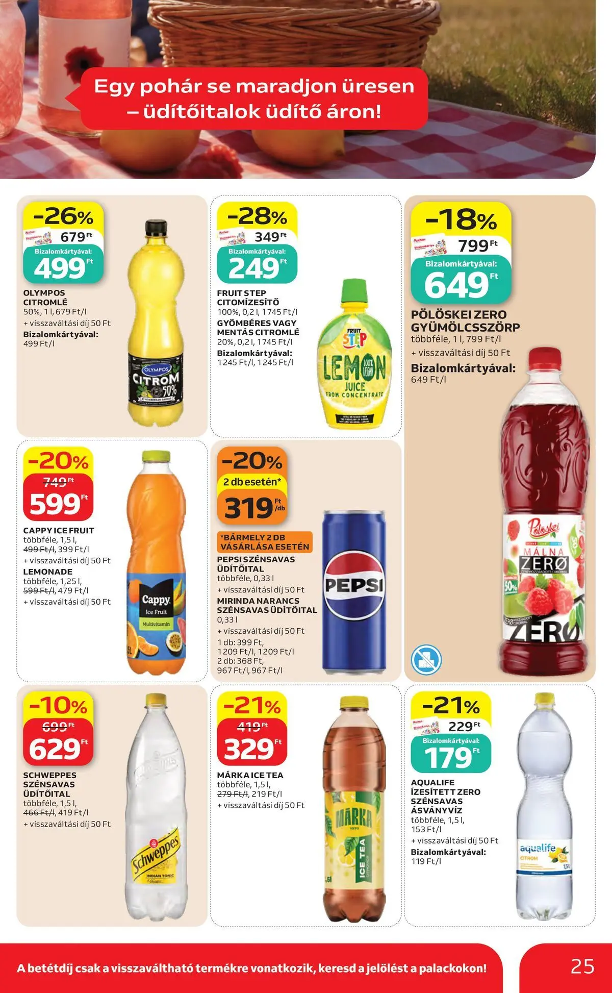 Auchan akciós újság Miskolc - 2026.07.23. -tól/töl > akció, lapozható szórólap 🛍️ | Oldal: 25 | Termékek: Tonic, Multivitamin, Pohár, Citrom
