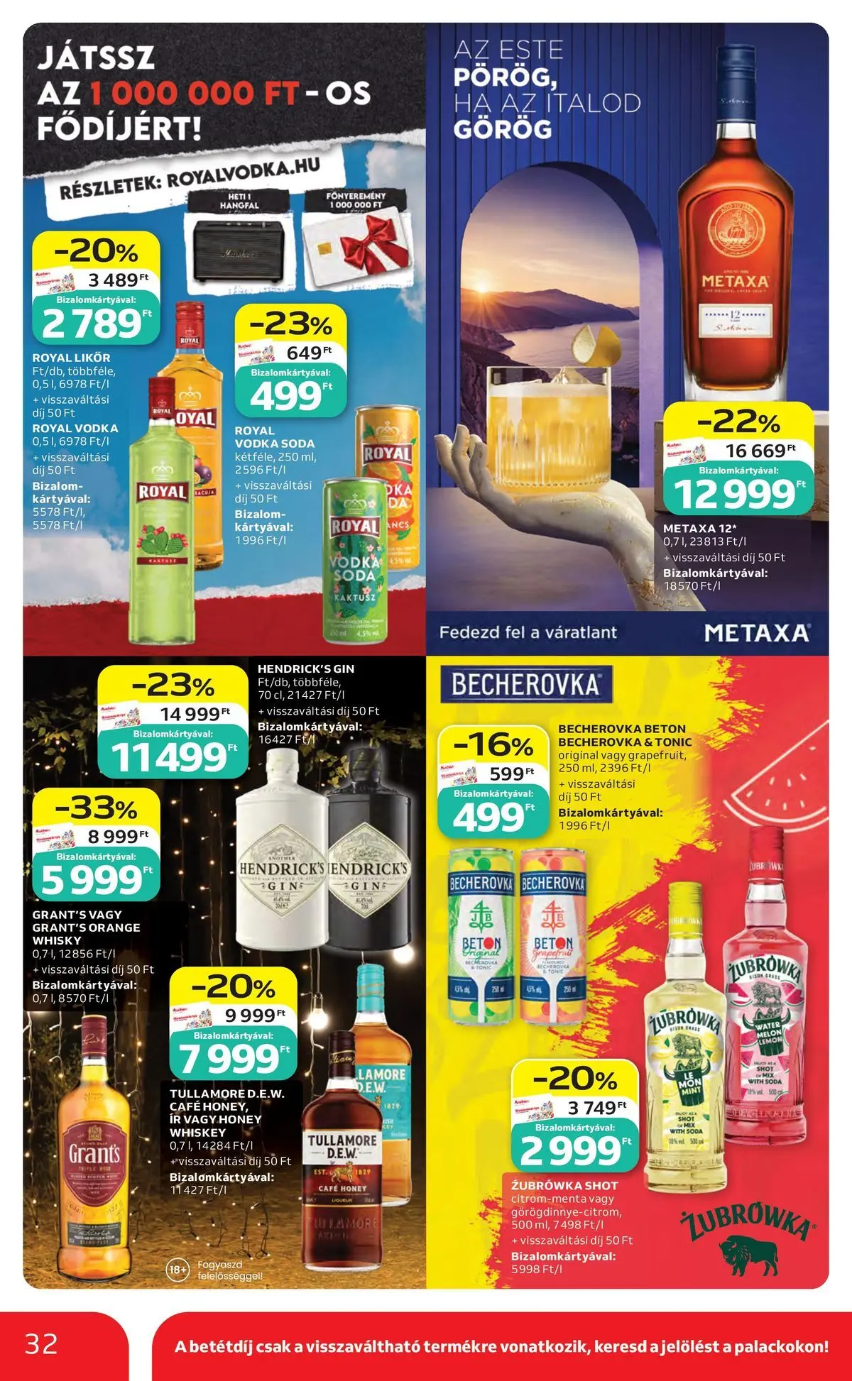 Auchan akciós újság Miskolc - 2026.07.23. -tól/töl > akció, lapozható szórólap 🛍️ | Oldal: 32 | Termékek: Tonic, Whiskey, Gin, Whisky